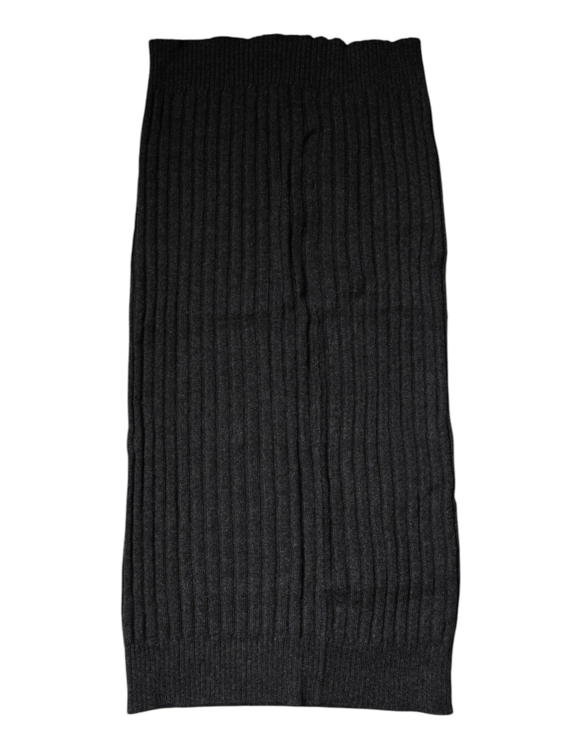 Dolce & Gabbana Black Cashmere Knitted Neck Warmer Foulard Scarf by Dolce & Gabbana