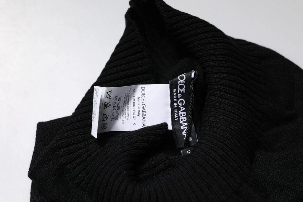 Dolce & Gabbana Black Cashmere Knitted Neck Warmer Foulard Scarf by Dolce & Gabbana