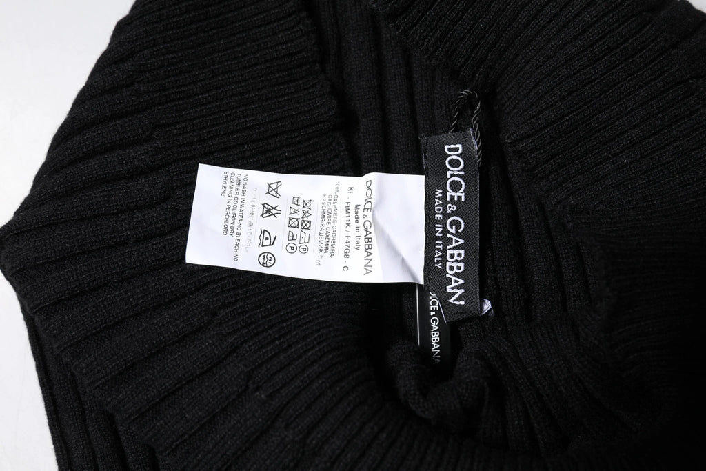 Dolce & Gabbana Black Cashmere Knitted Neck Warmer Foulard Scarf by Dolce & Gabbana