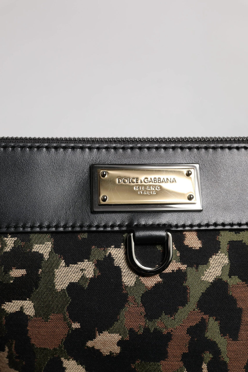 Dolce & Gabbana Multicolor Leopard Jacquard Print Logo Plaque Pouch Bag by Dolce & Gabbana