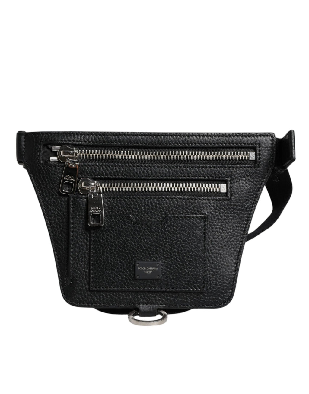 Dolce & Gabbana Black Calfskin Logo Plaque Belt Waist Men Fanny Pack Bag by Dolce & Gabbana