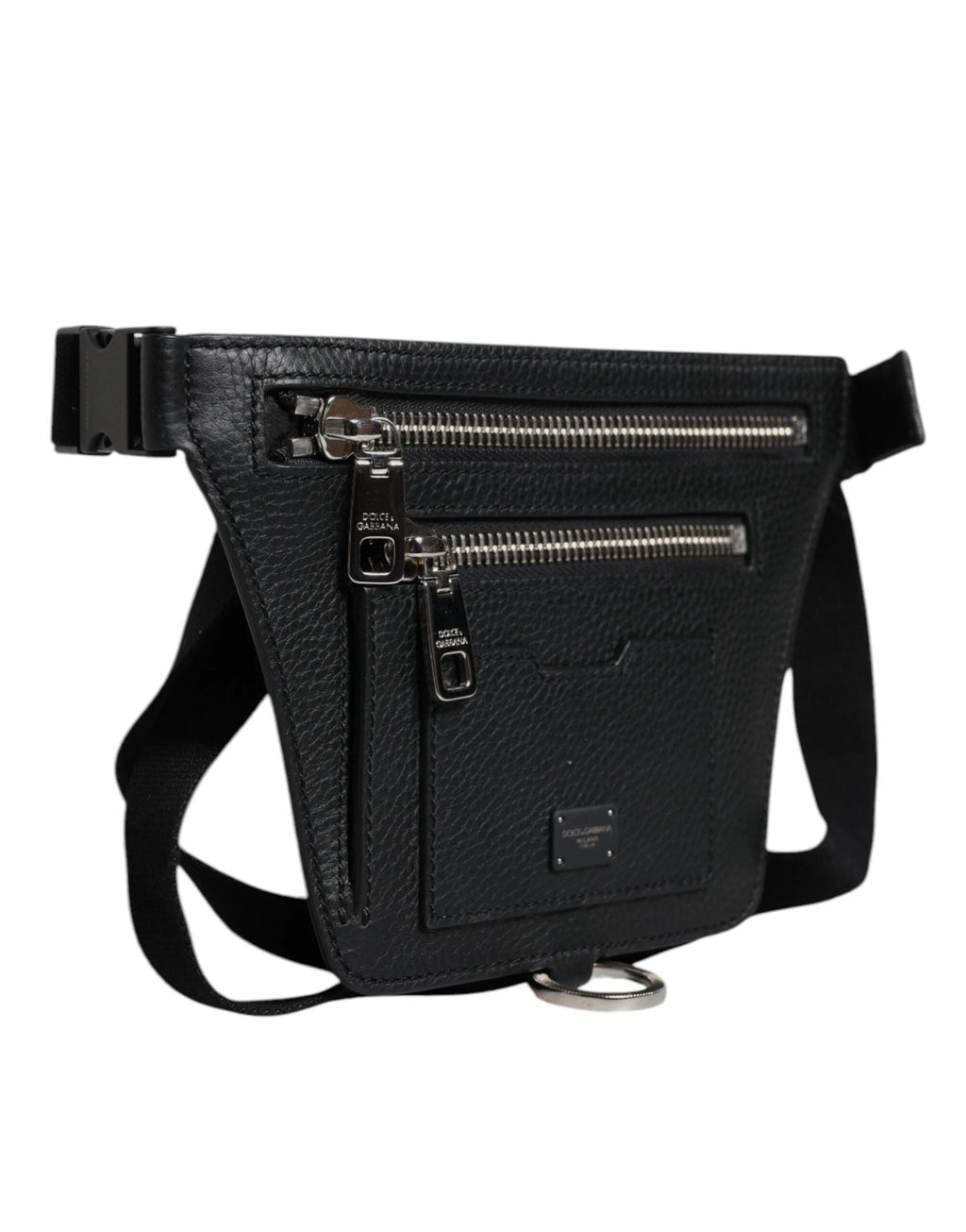 Dolce & Gabbana Black Calfskin Logo Plaque Belt Waist Men Fanny Pack Bag by Dolce & Gabbana