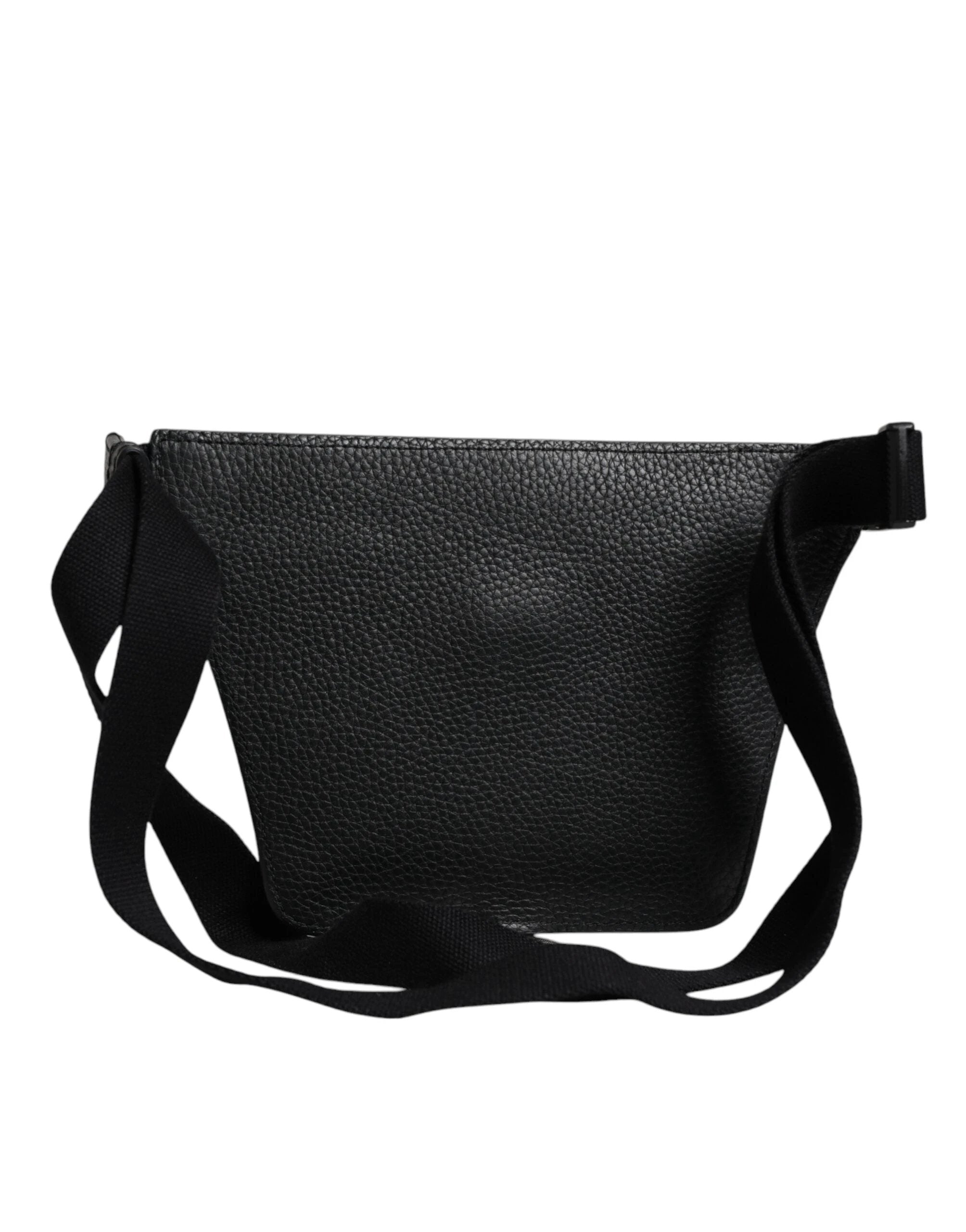 Dolce & Gabbana Black Calfskin Logo Plaque Belt Waist Men Fanny Pack Bag by Dolce & Gabbana