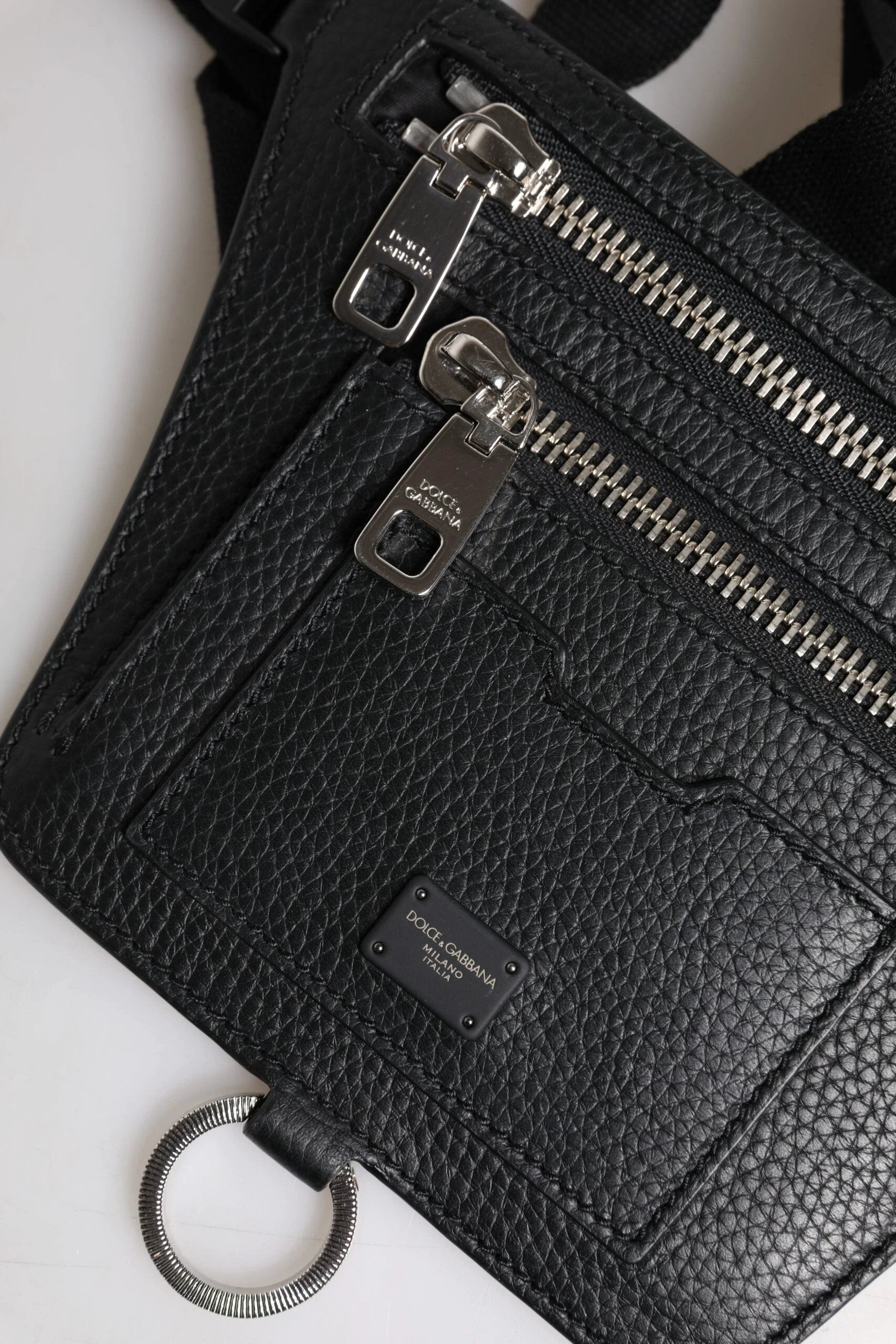 Dolce & Gabbana Black Calfskin Logo Plaque Belt Waist Men Fanny Pack Bag by Dolce & Gabbana