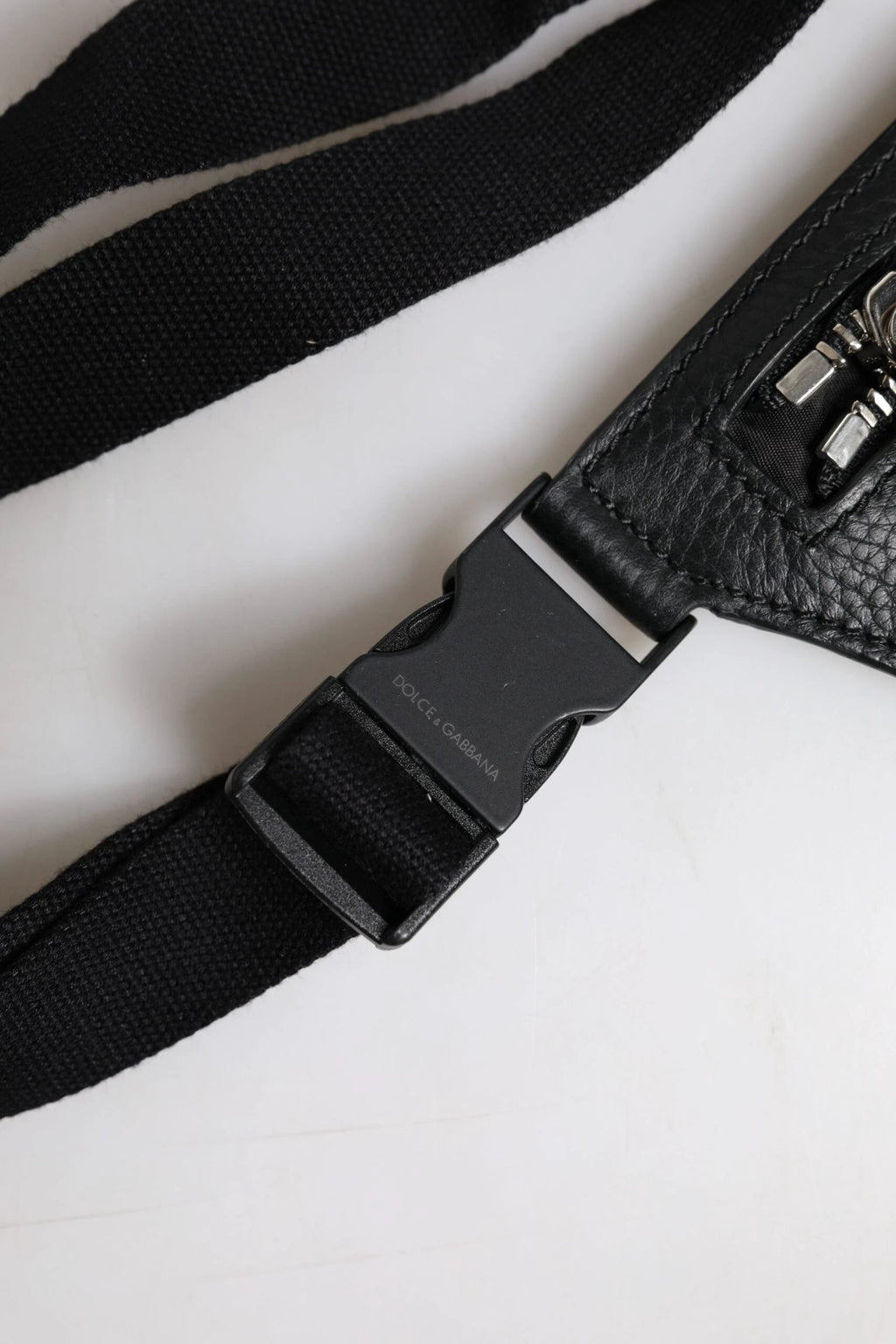 Dolce & Gabbana Black Calfskin Logo Plaque Belt Waist Men Fanny Pack Bag by Dolce & Gabbana