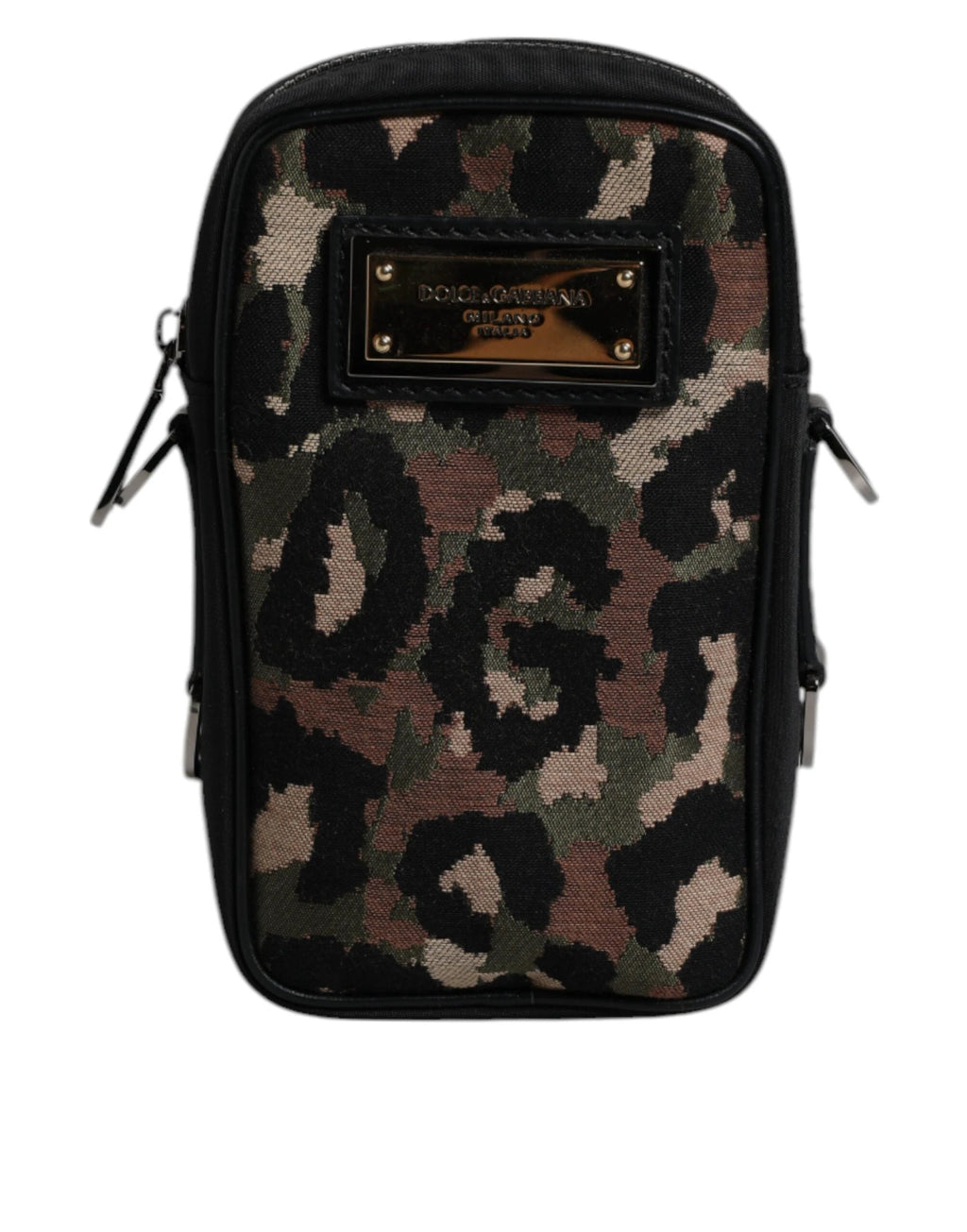 Dolce & Gabbana Multicolor Leopard Jacquard Logo Plaque Neck Strap Bag by Dolce & Gabbana
