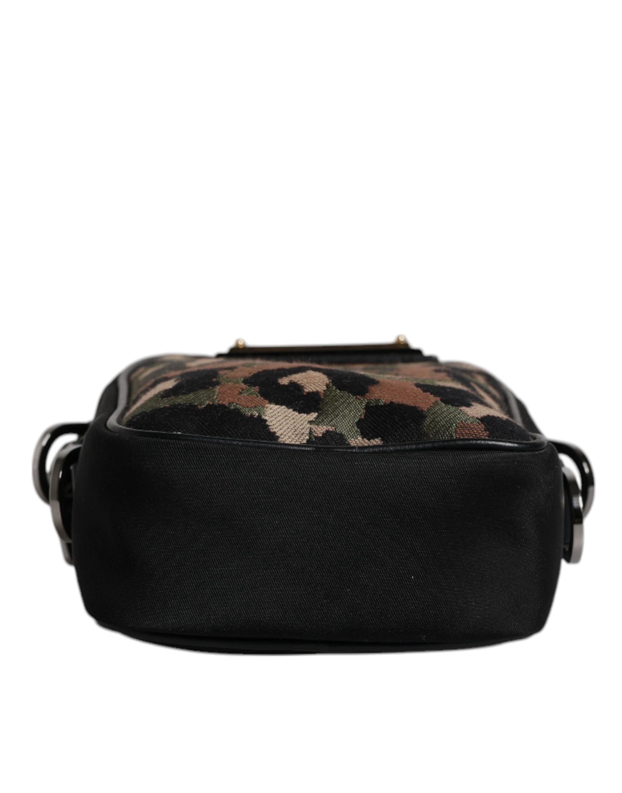 Dolce & Gabbana Multicolor Leopard Jacquard Logo Plaque Neck Strap Bag by Dolce & Gabbana