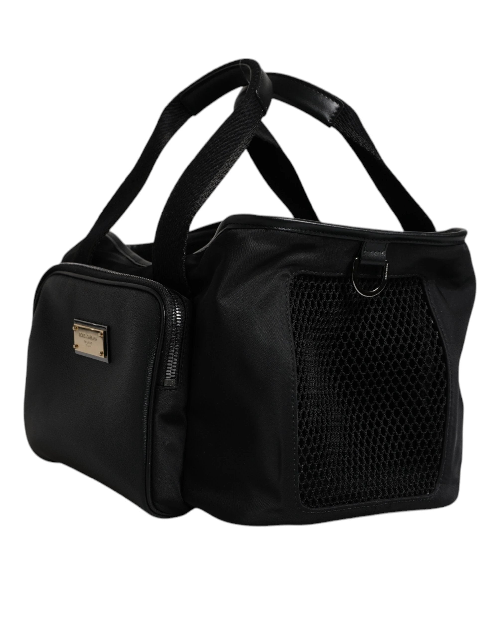 Dolce & Gabbana Black Shoulder Strap Pet Carry Logo Plaque Bag by Dolce & Gabbana