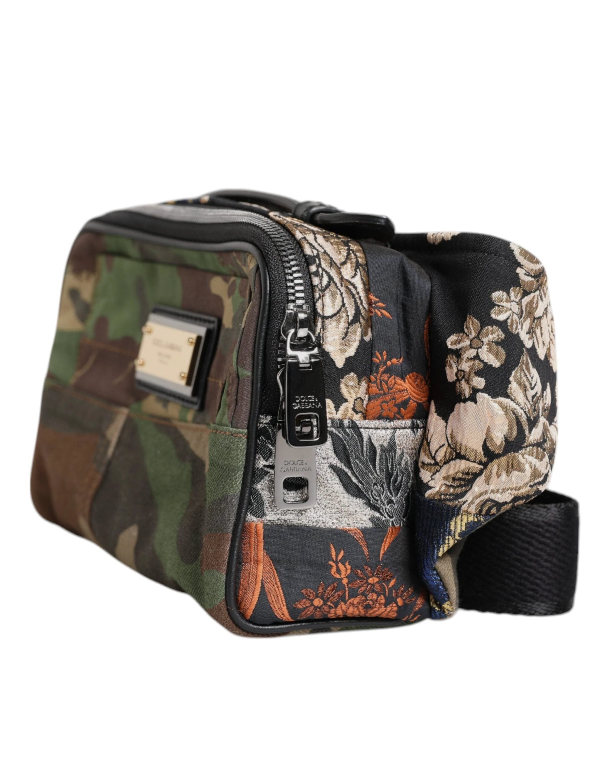 Dolce & Gabbana Multicolor Camouflage Patchwork Logo Waist Fanny Pack Bag by Dolce & Gabbana