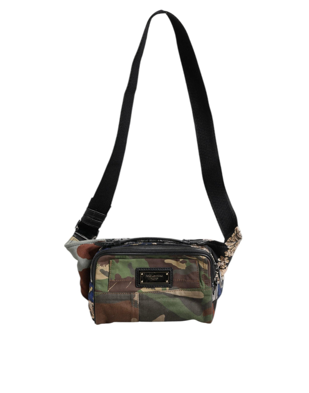 Dolce & Gabbana Multicolor Camouflage Patchwork Logo Waist Fanny Pack Bag by Dolce & Gabbana