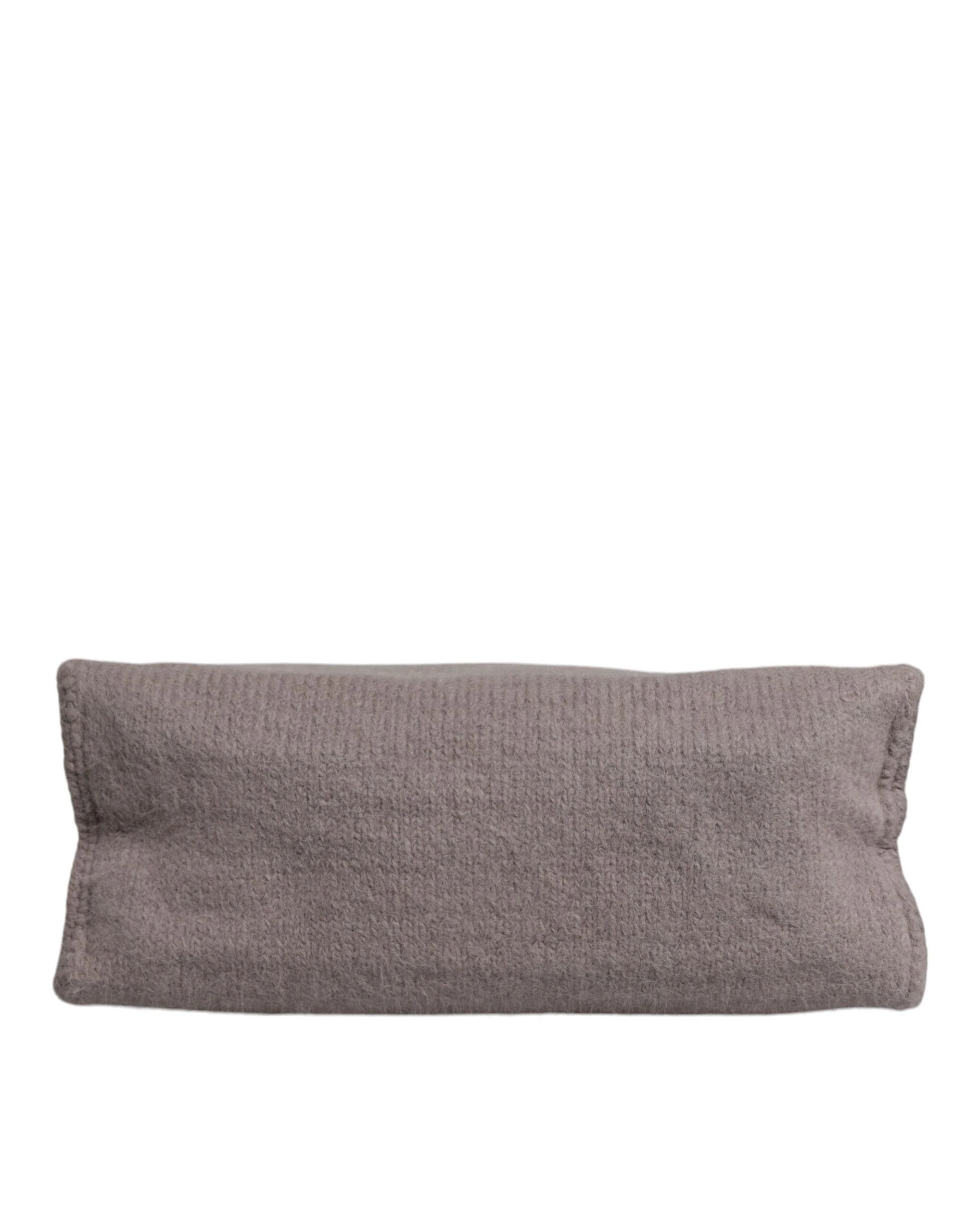 Dolce & Gabbana Grey Alpaca Wool Logo Plaque Tote Shoulder Bag by Dolce & Gabbana