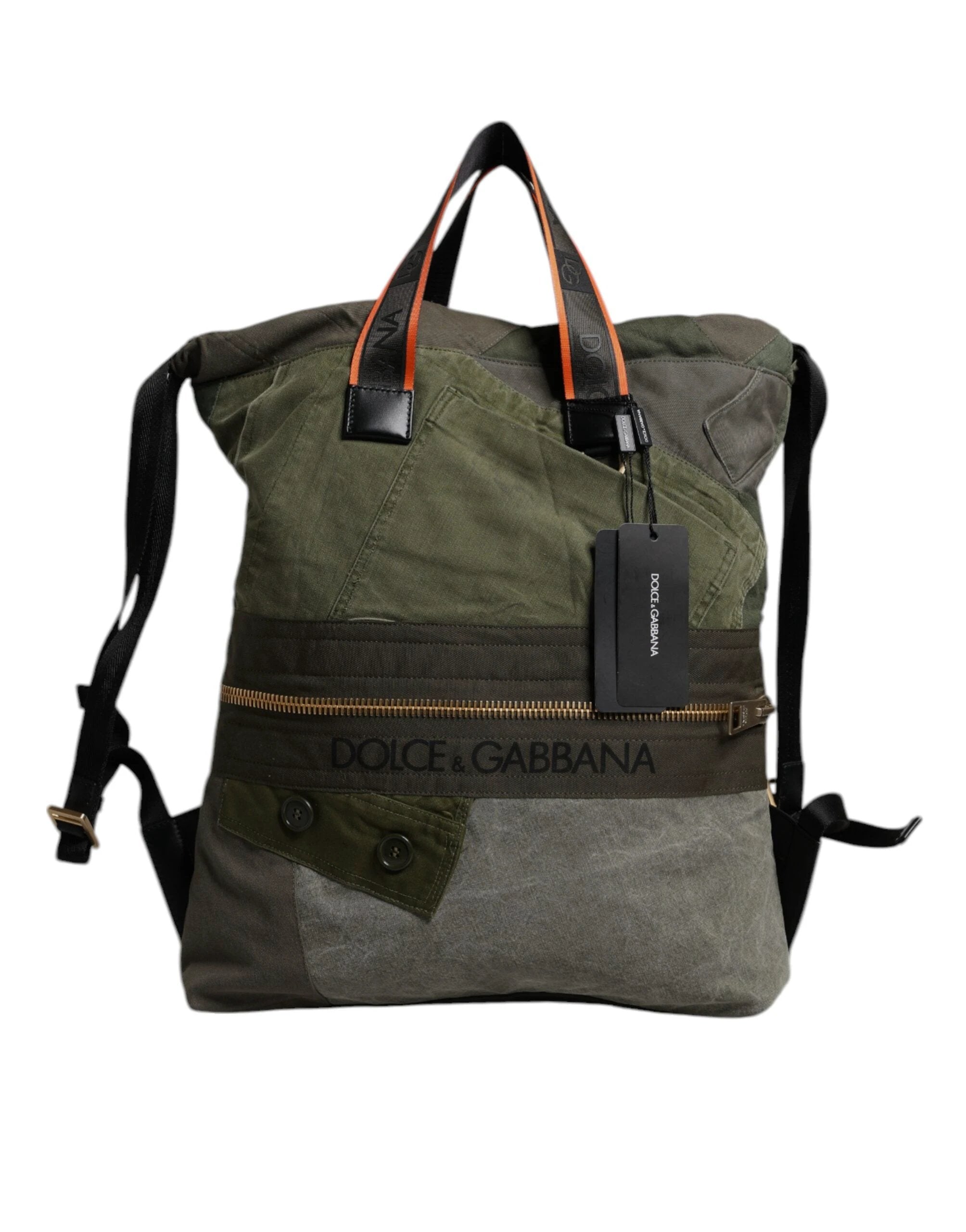 Dolce & Gabbana Military Green Patchwork Rucksack Backpack Bag by Dolce & Gabbana