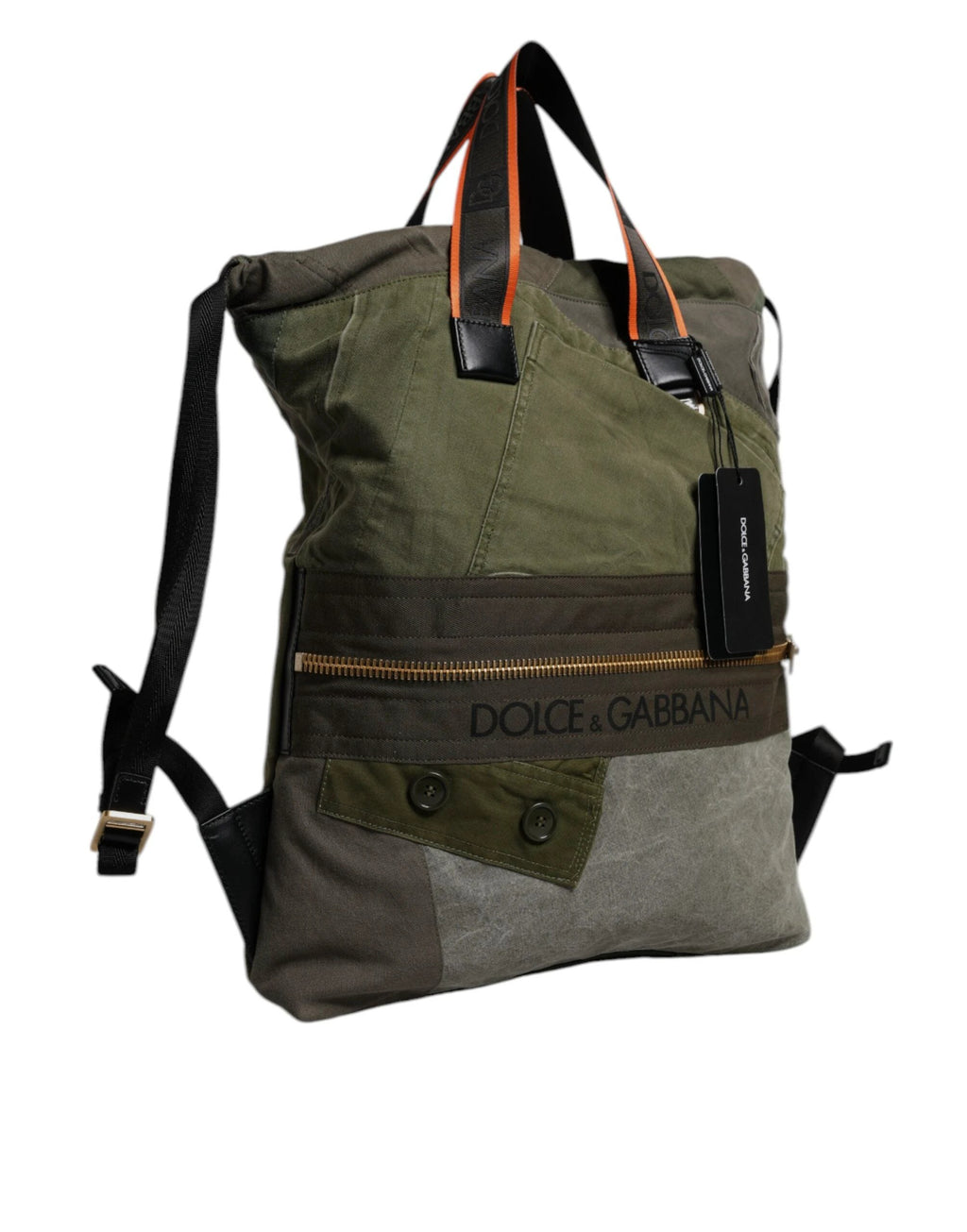Dolce & Gabbana Military Green Patchwork Rucksack Backpack Bag by Dolce & Gabbana