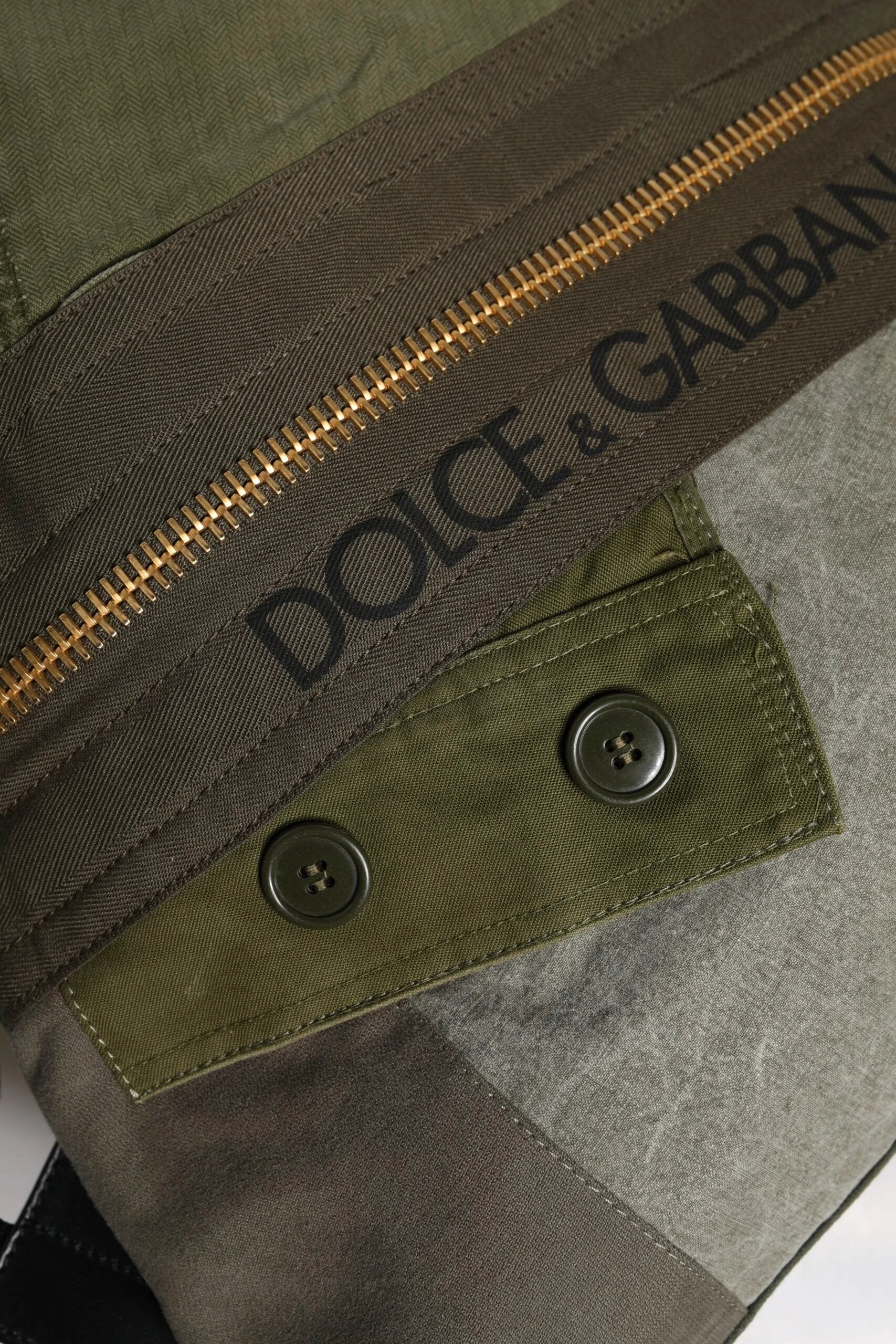 Dolce & Gabbana Military Green Patchwork Rucksack Backpack Bag by Dolce & Gabbana