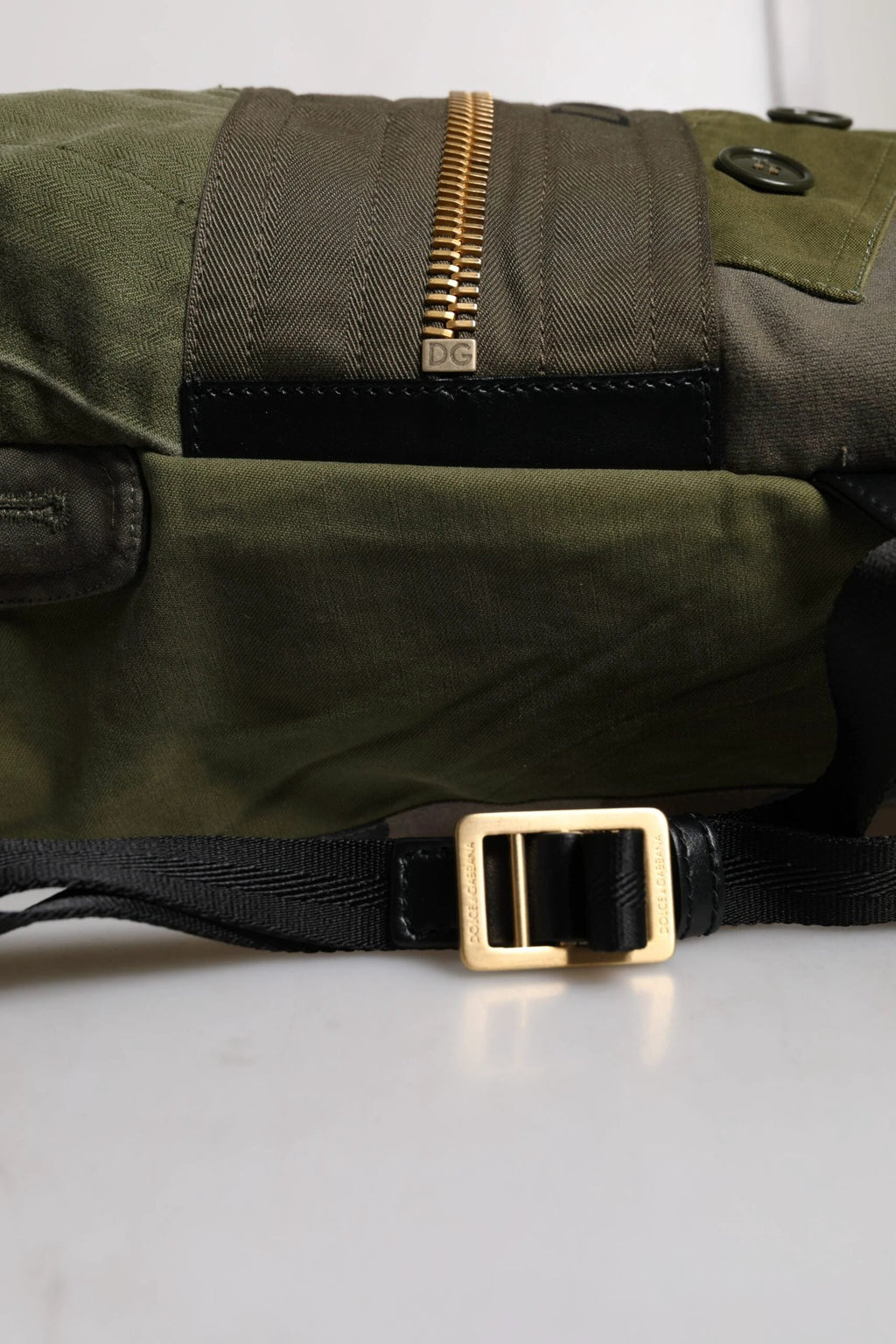 Dolce & Gabbana Military Green Patchwork Rucksack Backpack Bag by Dolce & Gabbana