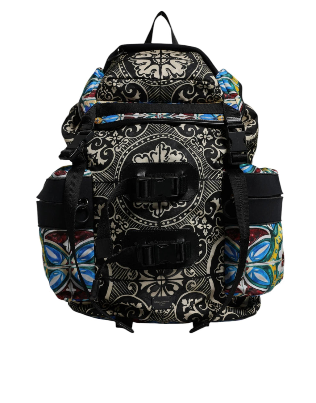 Dolce & Gabbana Multicolor Maiolica Print Nylon Backpack Bag by Dolce & Gabbana