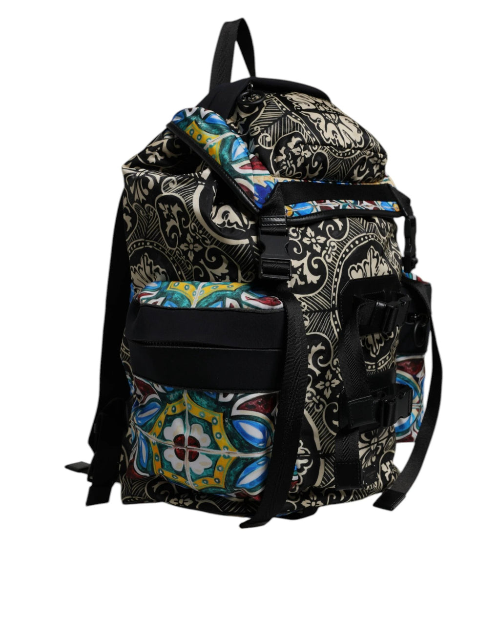 Dolce & Gabbana Multicolor Maiolica Print Nylon Backpack Bag by Dolce & Gabbana