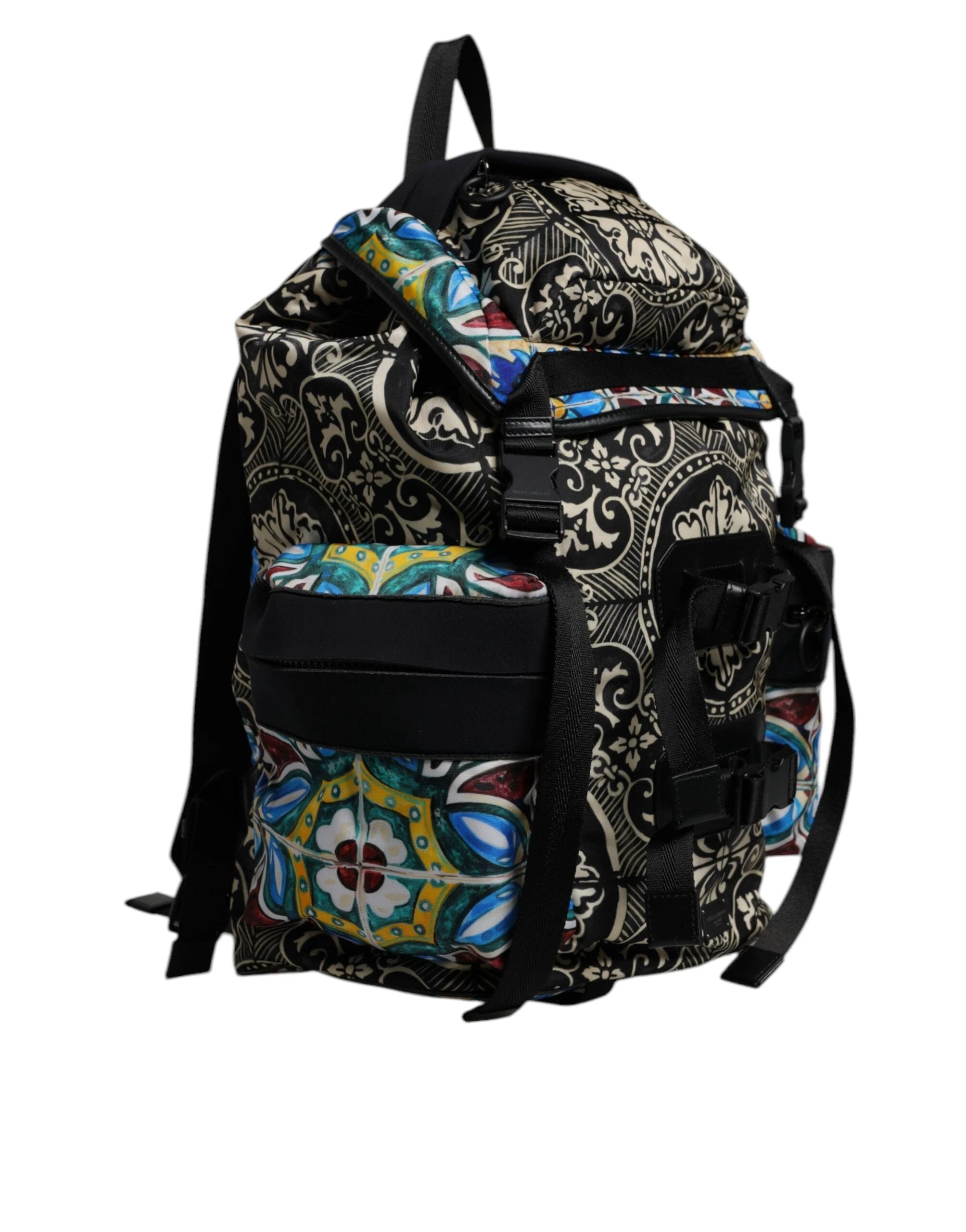 Dolce & Gabbana Multicolor Maiolica Print Nylon Backpack Bag by Dolce & Gabbana