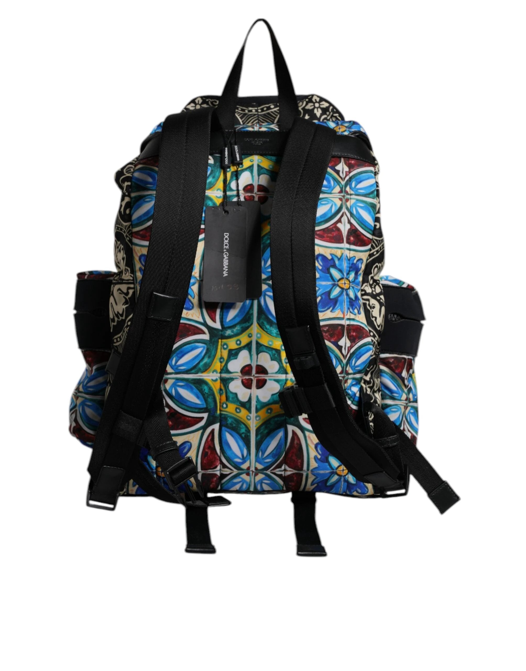 Dolce & Gabbana Multicolor Maiolica Print Nylon Backpack Bag by Dolce & Gabbana