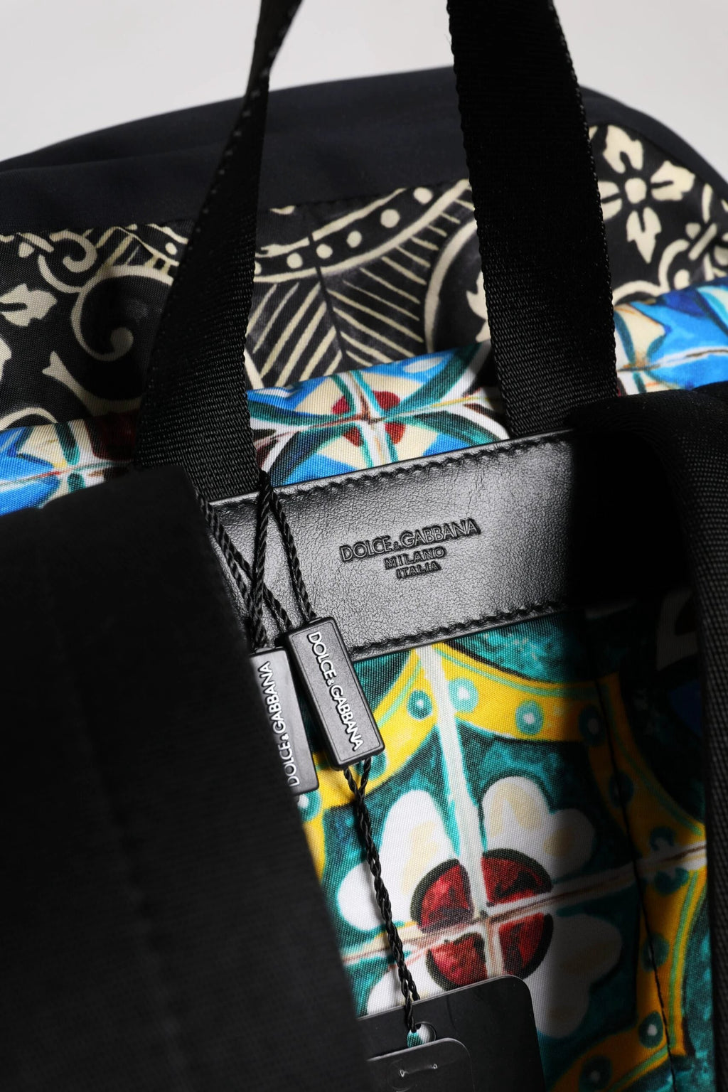 Dolce & Gabbana Multicolor Maiolica Print Nylon Backpack Bag by Dolce & Gabbana