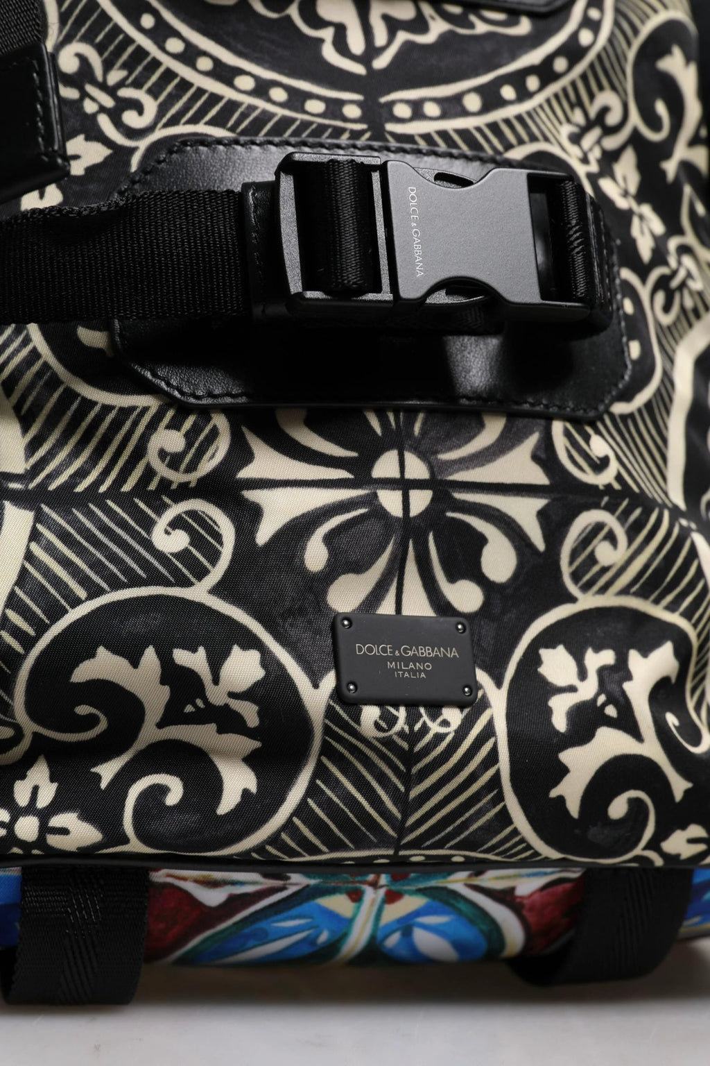 Dolce & Gabbana Multicolor Maiolica Print Nylon Backpack Bag by Dolce & Gabbana