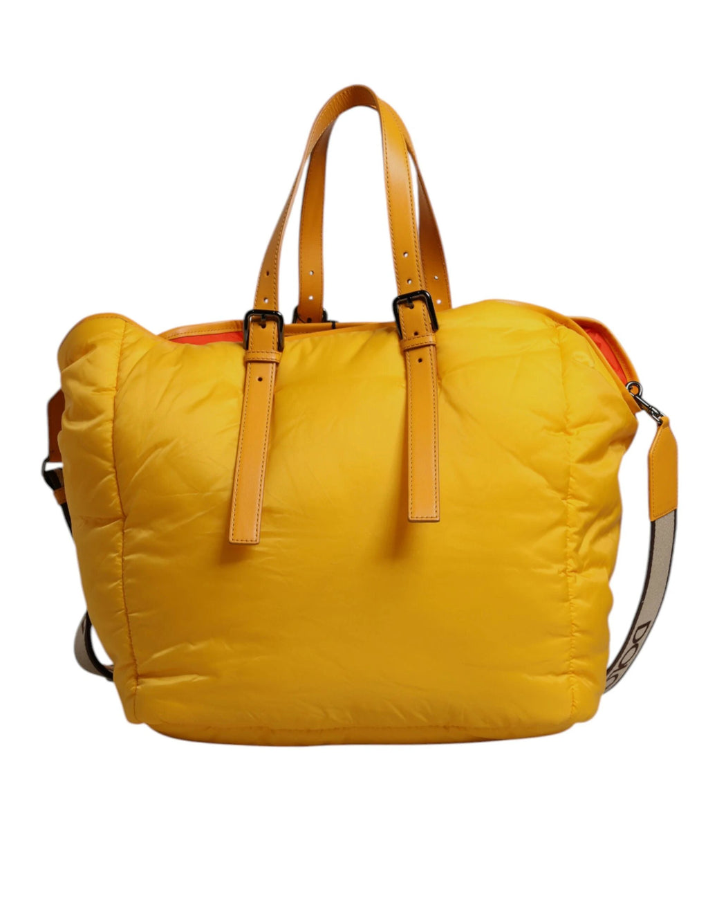 Dolce & Gabbana Yellow Orange Nylon Logo Plaque Hand Shoulder Duffle Bag by Dolce & Gabbana