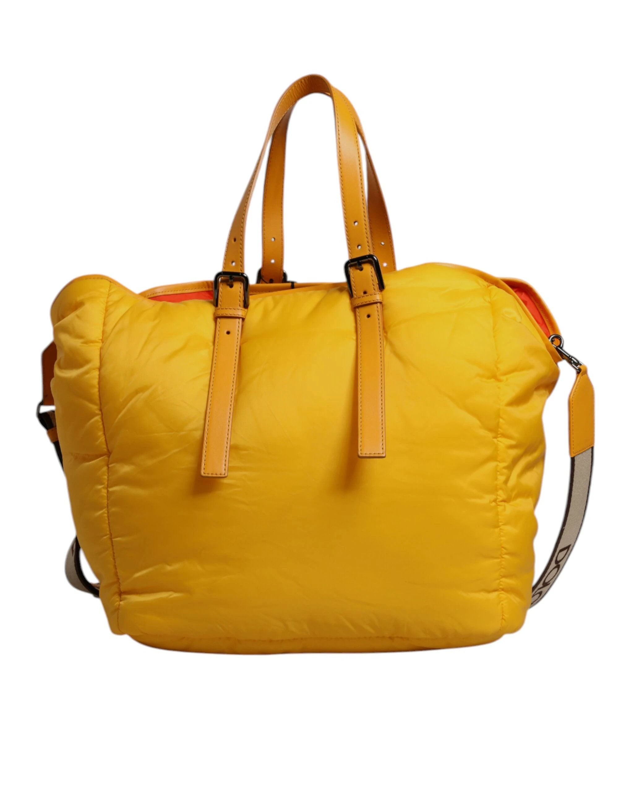 Dolce & Gabbana Yellow Orange Nylon Logo Plaque Hand Shoulder Duffle Bag by Dolce & Gabbana