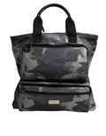 Dolce & Gabbana Gray Camo Cotton Multiple Compartments Tote Bag by Dolce & Gabbana