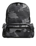 Dolce & Gabbana Gray Cotton Camouflage Logo Plaque Backpack Bag by Dolce & Gabbana