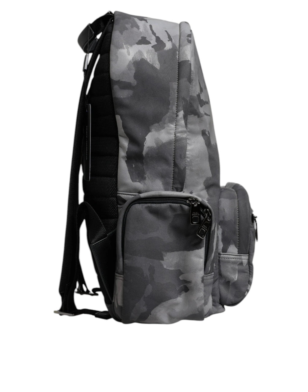 Dolce & Gabbana Gray Cotton Camouflage Logo Plaque Backpack Bag by Dolce & Gabbana