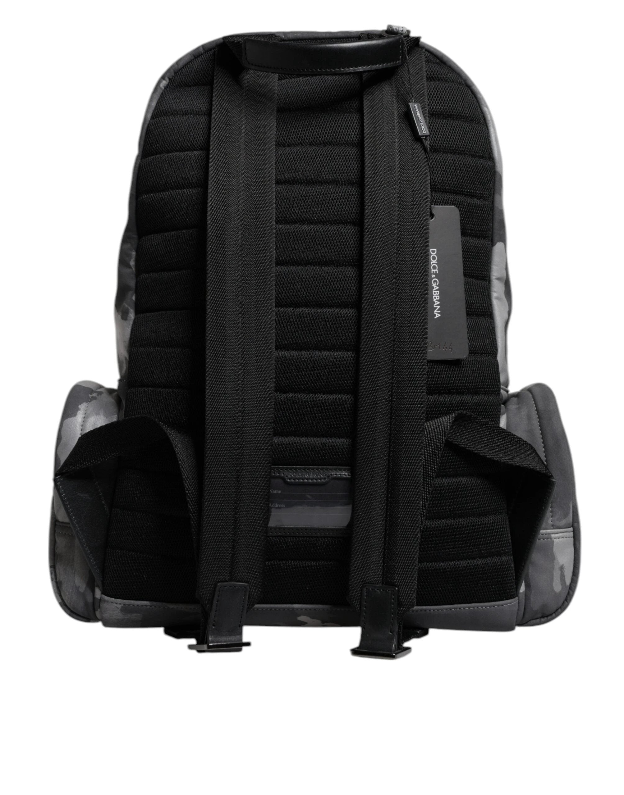 Dolce & Gabbana Gray Cotton Camouflage Logo Plaque Backpack Bag by Dolce & Gabbana