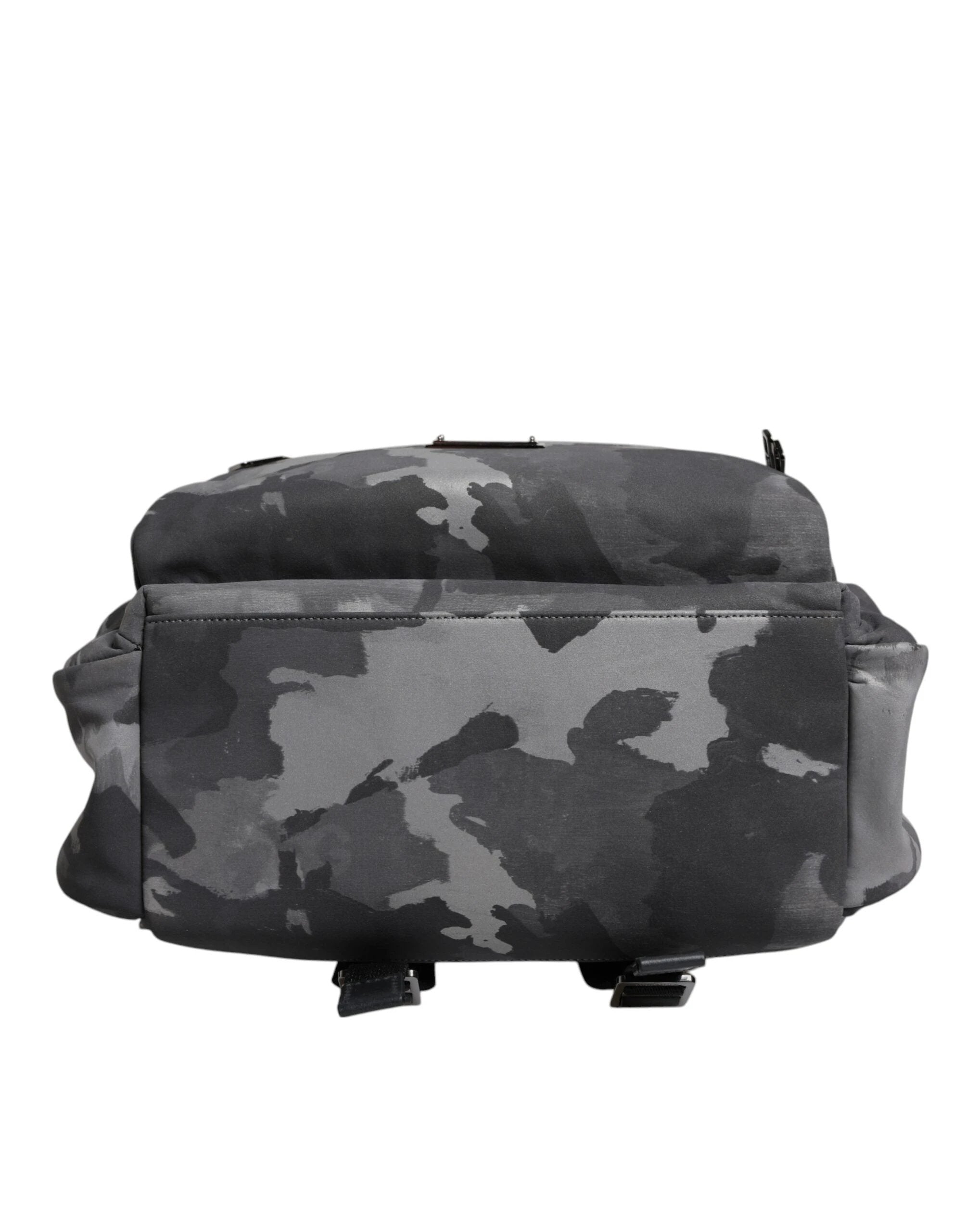 Dolce & Gabbana Gray Cotton Camouflage Logo Plaque Backpack Bag by Dolce & Gabbana