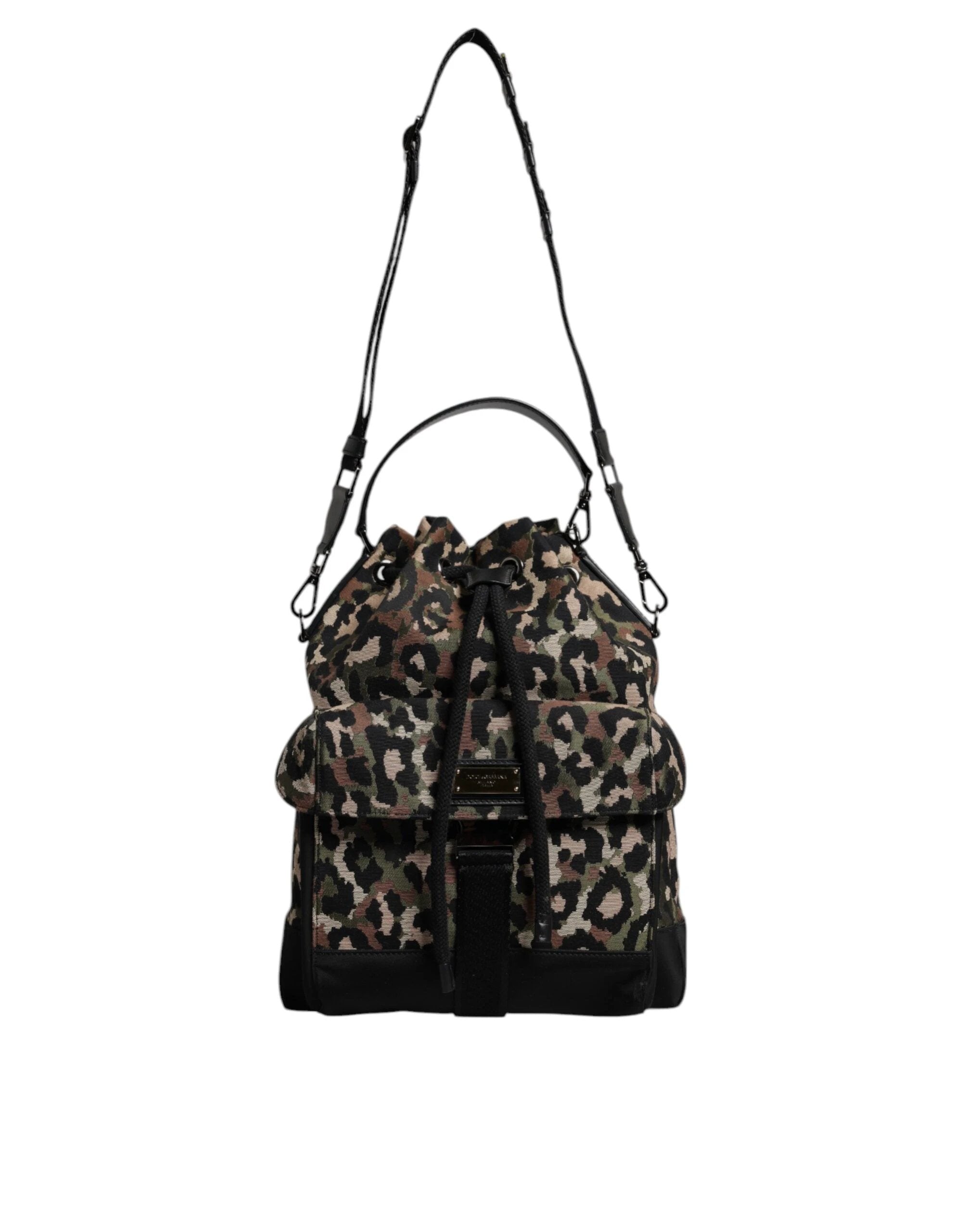 Dolce & Gabbana Multicolor Leopard Cotton Shoulder Bucket Bag by Dolce & Gabbana