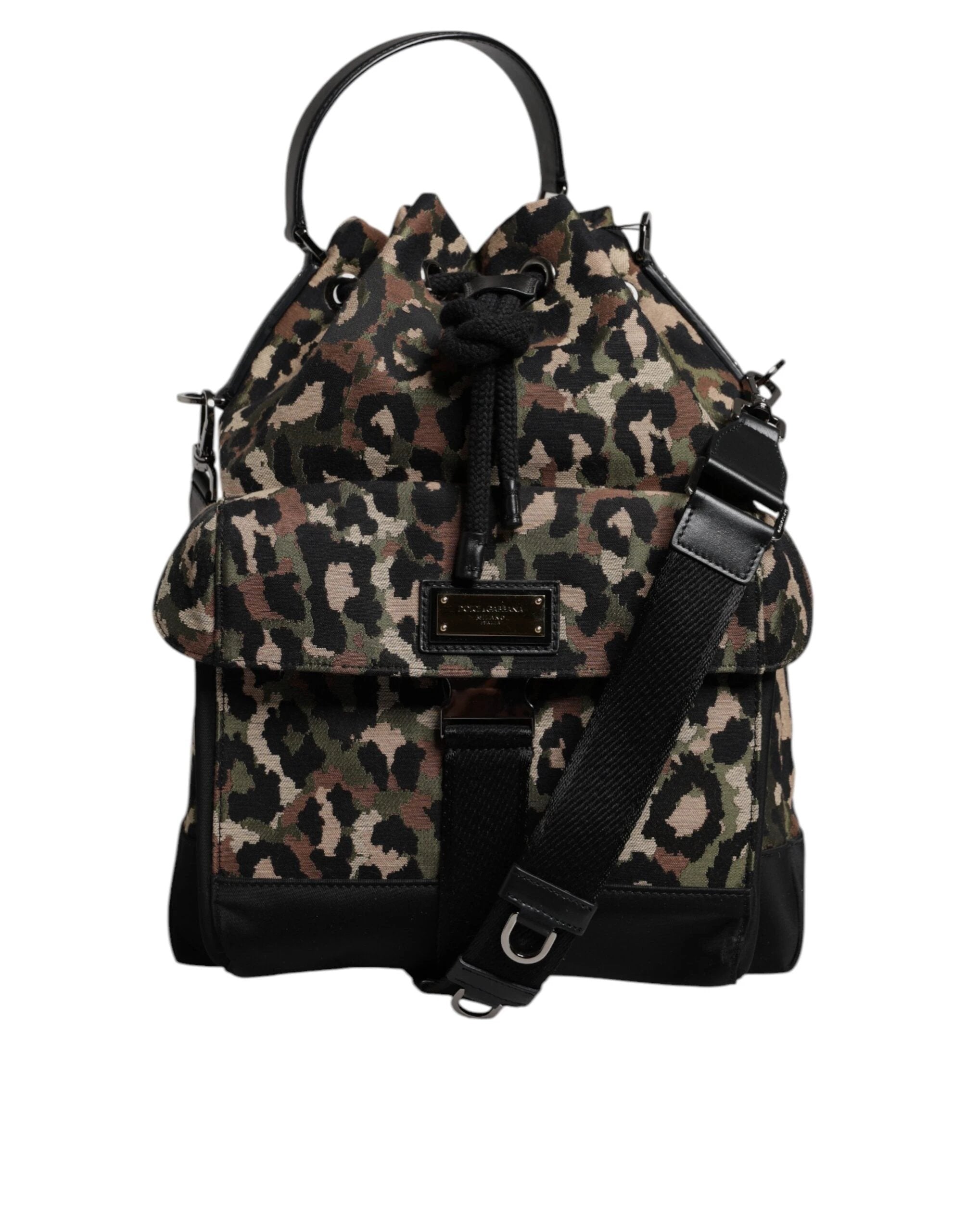 Dolce & Gabbana Multicolor Leopard Cotton Shoulder Bucket Bag by Dolce & Gabbana