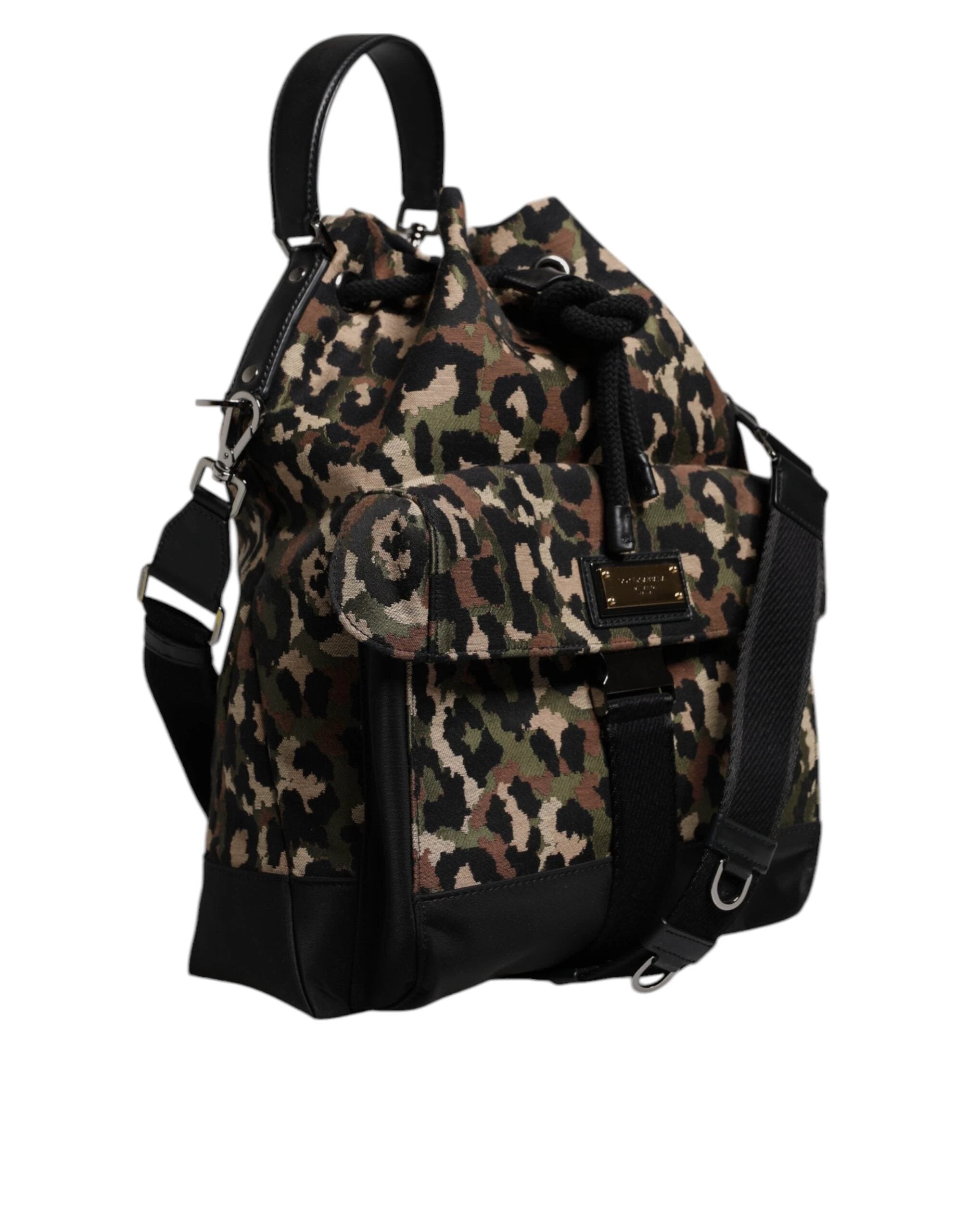 Dolce & Gabbana Multicolor Leopard Cotton Shoulder Bucket Bag by Dolce & Gabbana
