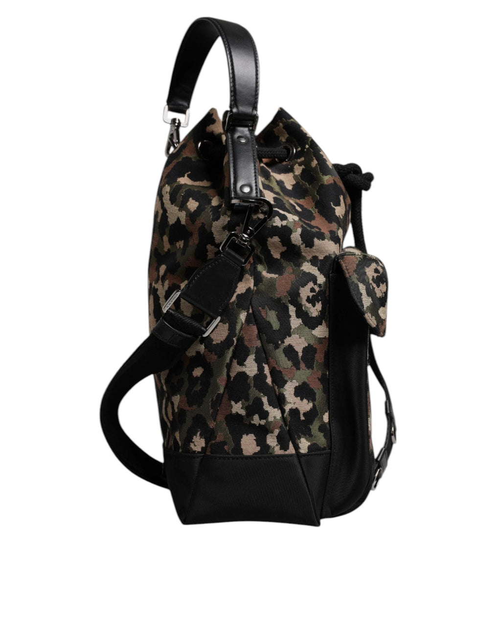 Dolce & Gabbana Multicolor Leopard Cotton Shoulder Bucket Bag by Dolce & Gabbana