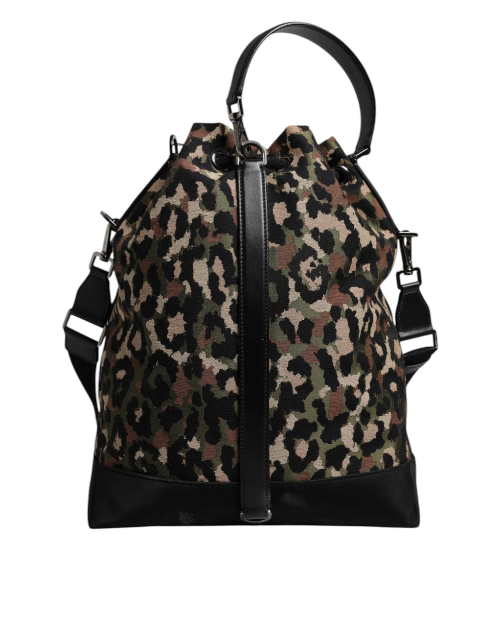 Dolce & Gabbana Multicolor Leopard Cotton Shoulder Bucket Bag by Dolce & Gabbana