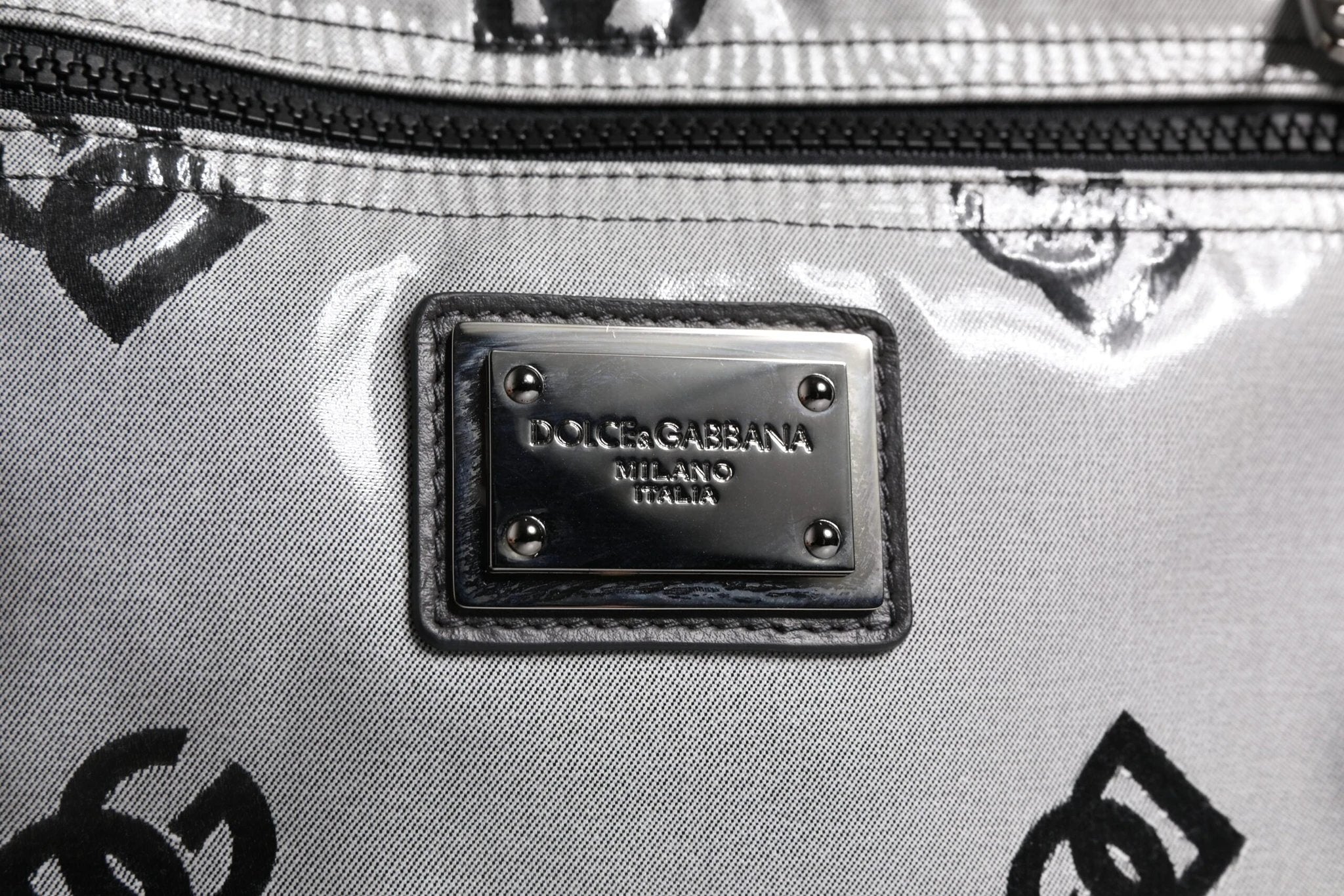 Dolce & Gabbana Polyester Gray Black DG Logo Plaque Backpack Bag by Dolce & Gabbana