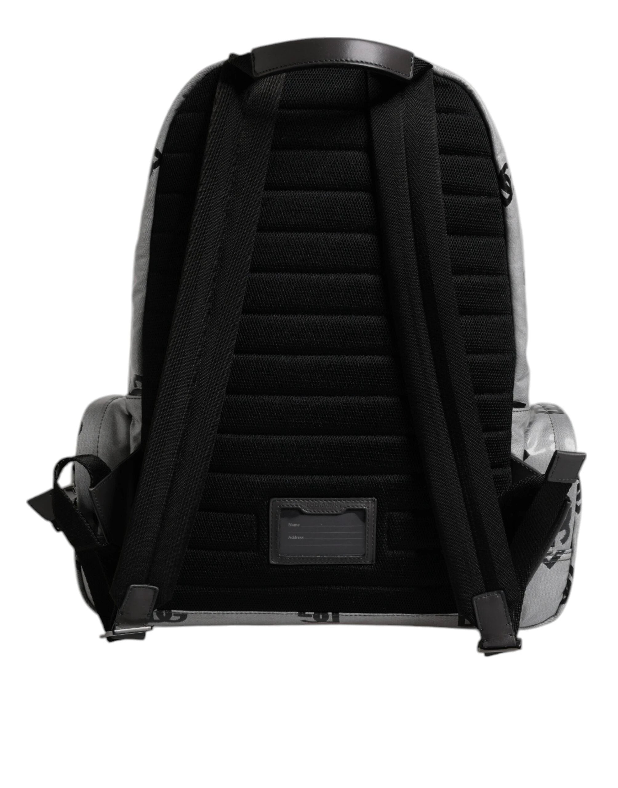 Dolce & Gabbana Polyester Gray Black DG Logo Plaque Backpack Bag by Dolce & Gabbana