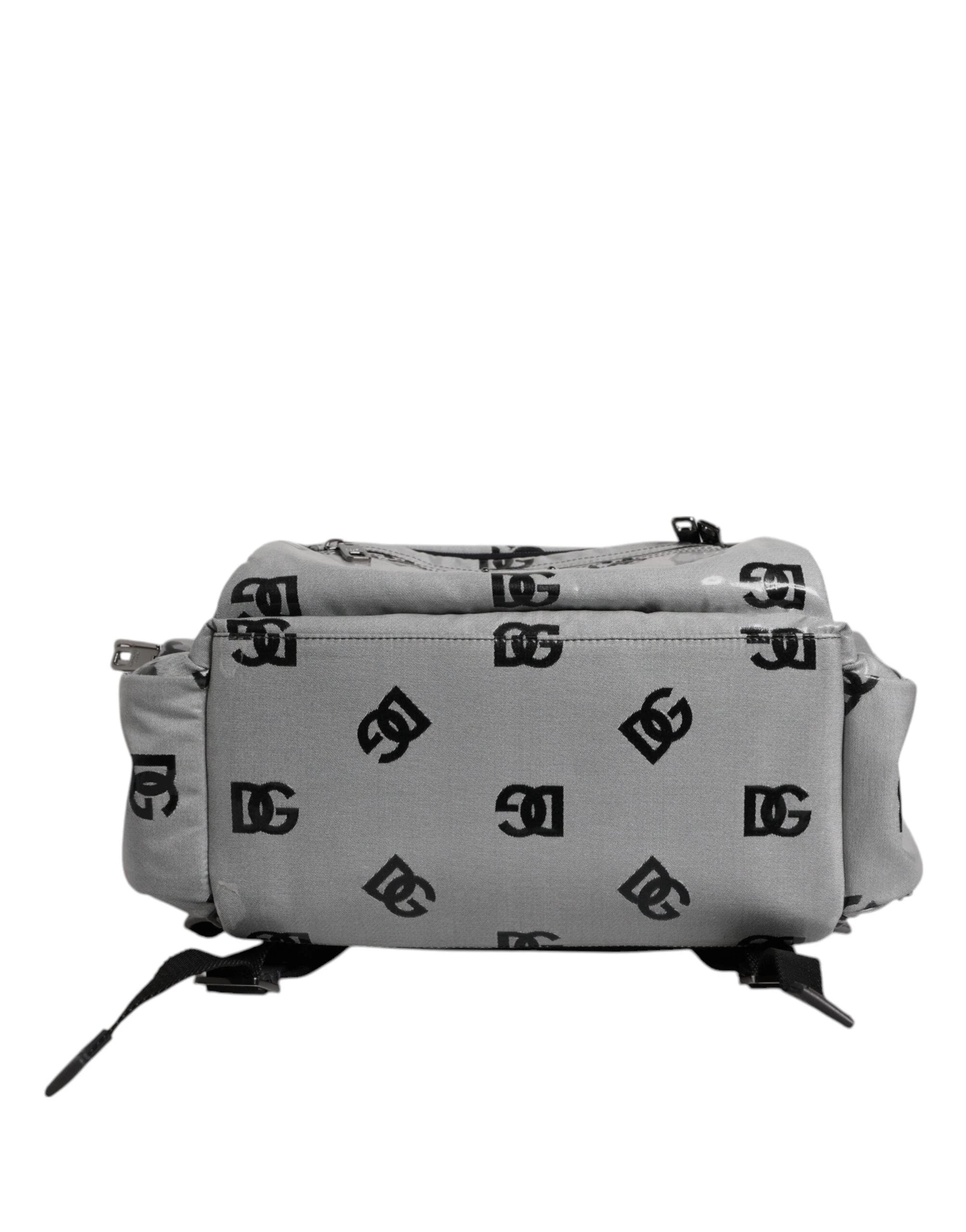 Dolce & Gabbana Polyester Gray Black DG Logo Plaque Backpack Bag by Dolce & Gabbana