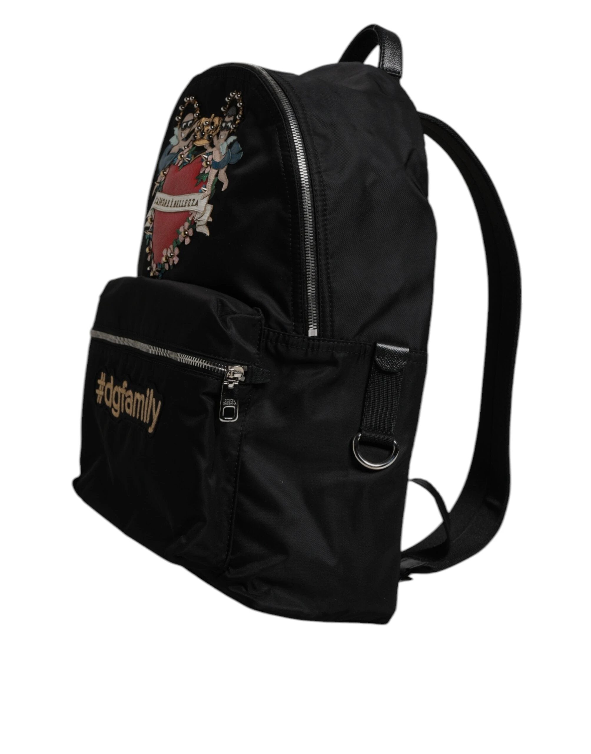 Dolce & Gabbana Black Nylon #DGFAMILY Embellished Backpack VULCANO Bag by Dolce & Gabbana