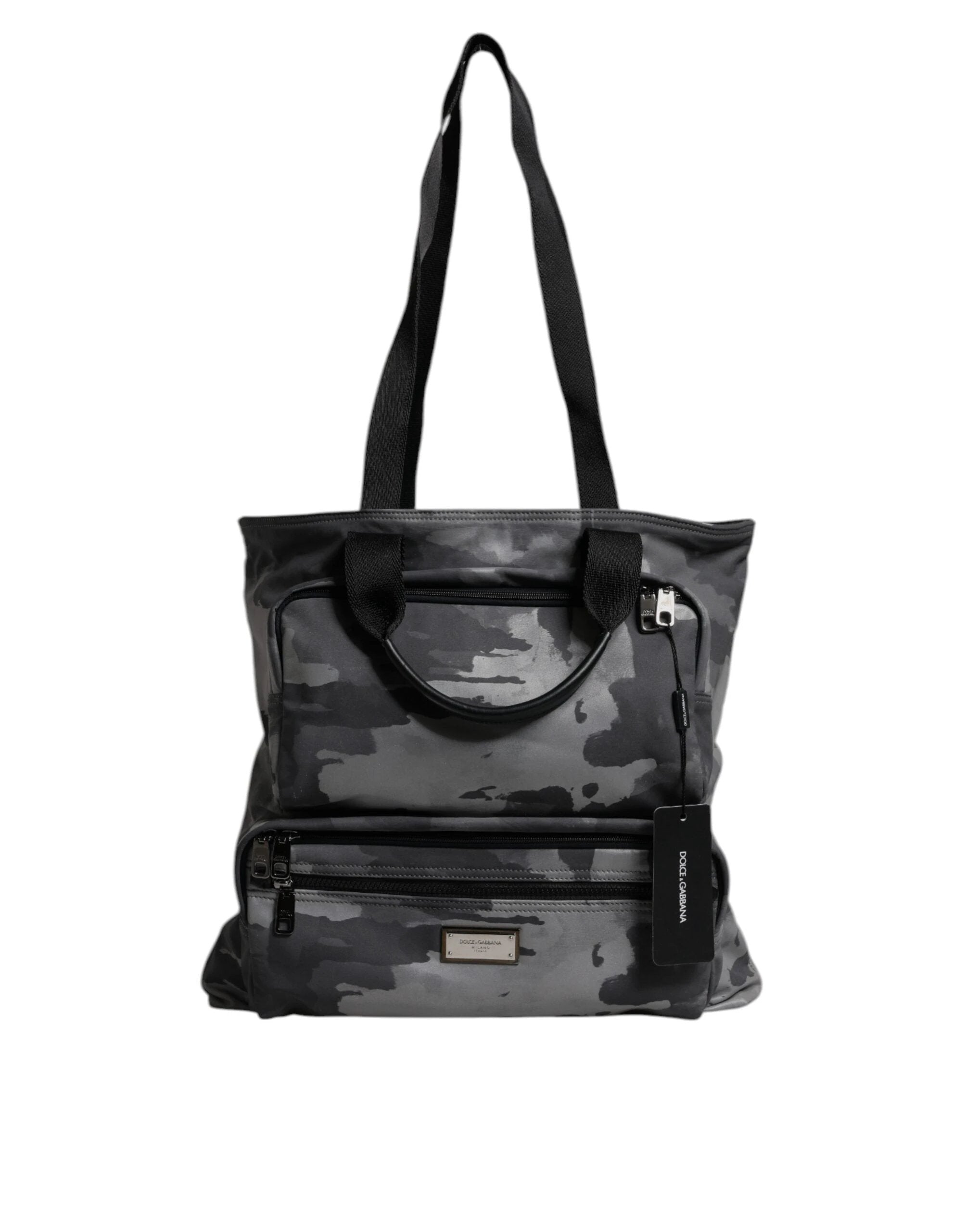 Dolce & Gabbana Black Camouflage Shoulder Strap Logo Plaque Bag by Dolce & Gabbana