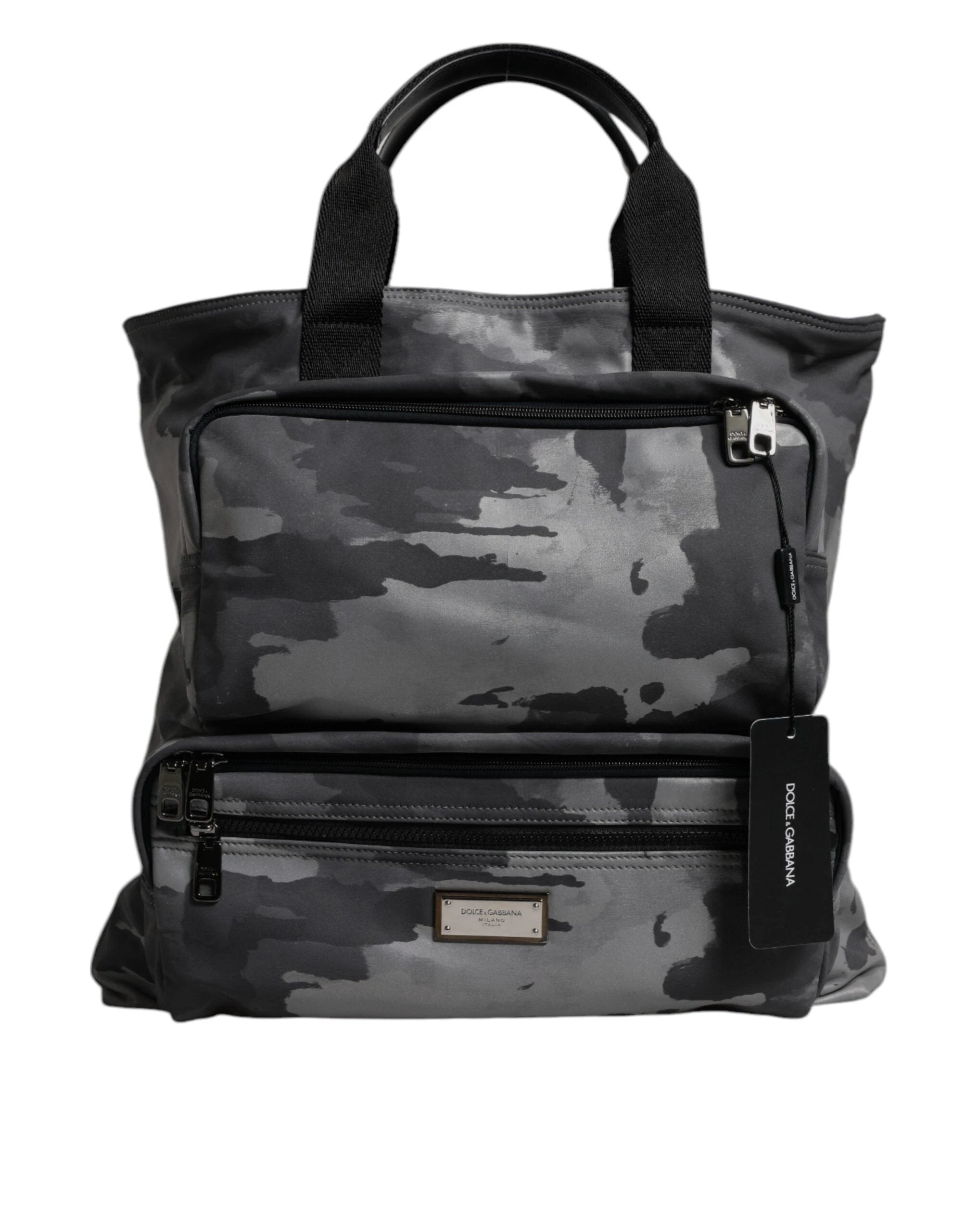 Dolce & Gabbana Black Camouflage Shoulder Strap Logo Plaque Bag by Dolce & Gabbana