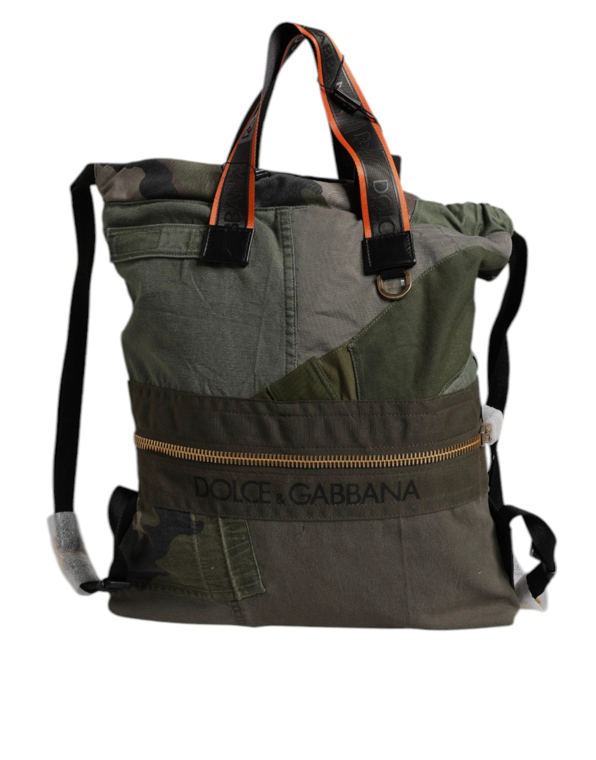 Dolce & Gabbana Military Green Patchwork Rucksack Backpack Bag by Dolce & Gabbana