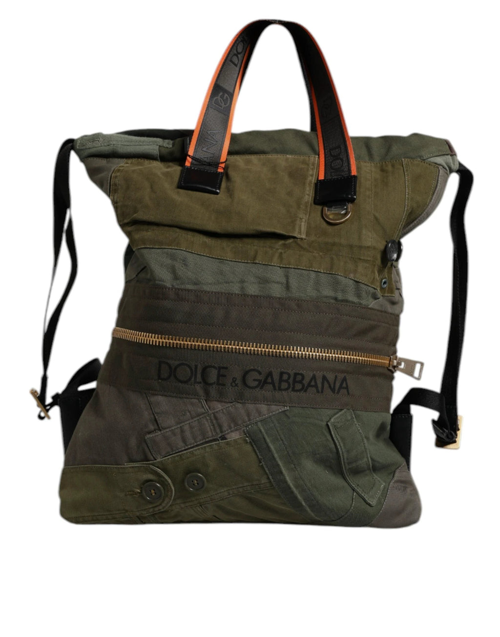 Dolce & Gabbana Military Green Patchwork Rucksack Backpack Bag by Dolce & Gabbana