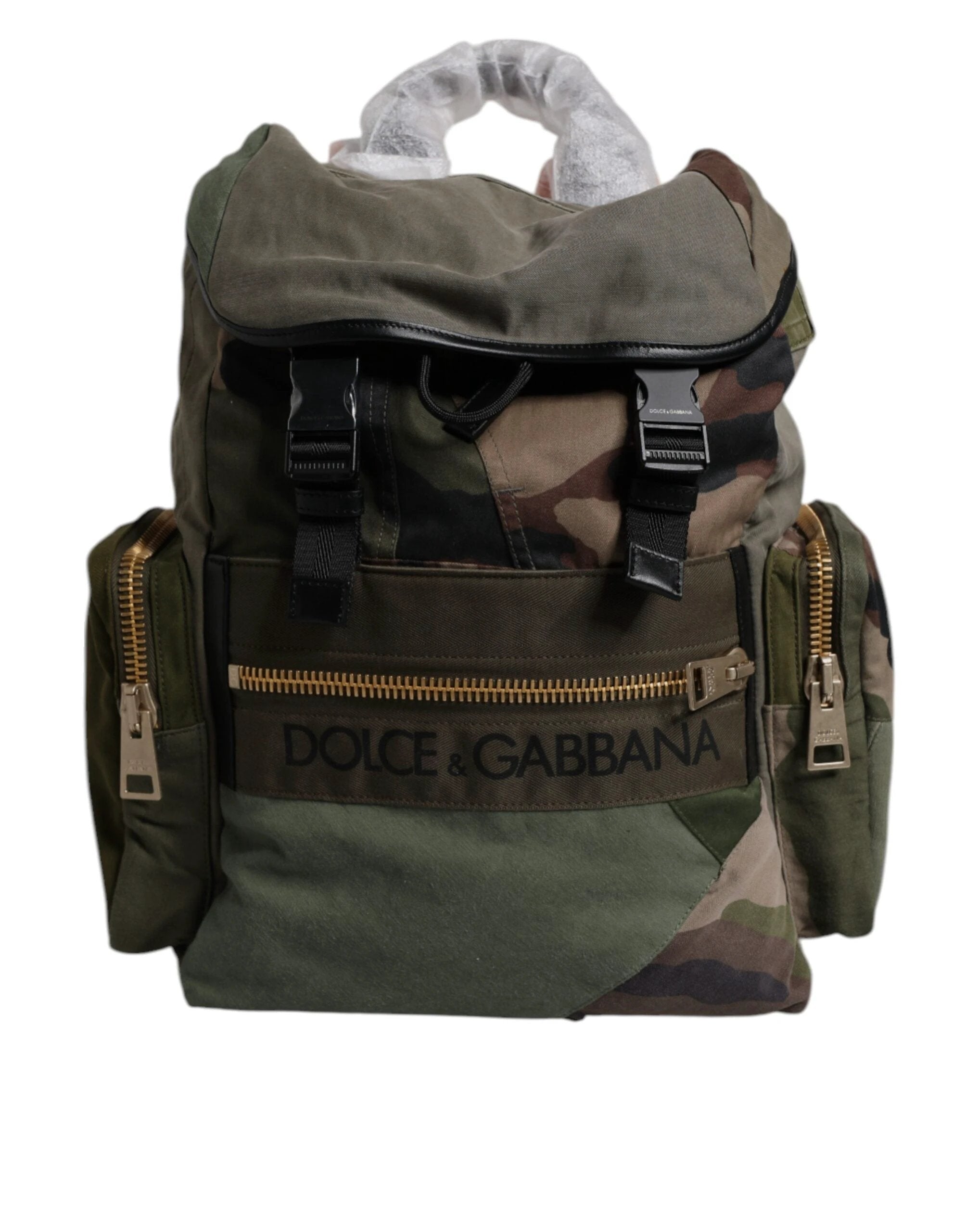 Dolce & Gabbana Military Green Patchwork Travel Backpack Bag by Dolce & Gabbana