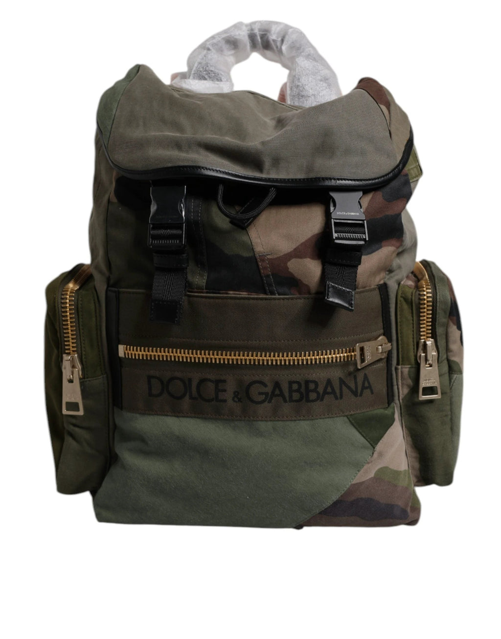 Dolce & Gabbana Military Green Patchwork Travel Backpack Bag by Dolce & Gabbana