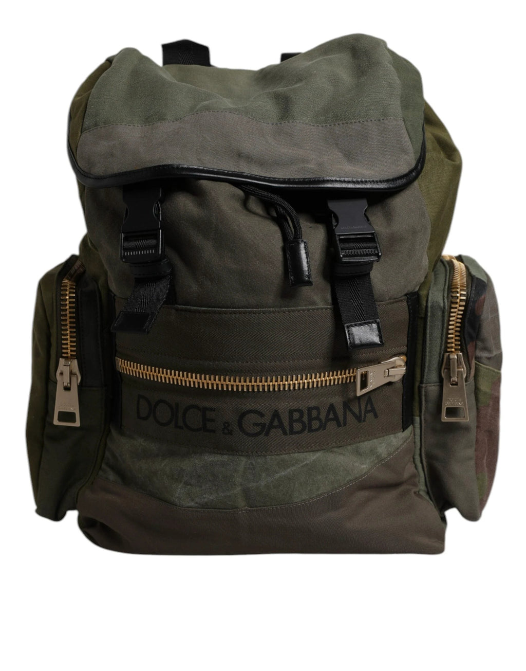 Dolce & Gabbana Military Green Patchwork School Backpack Bag by Dolce & Gabbana