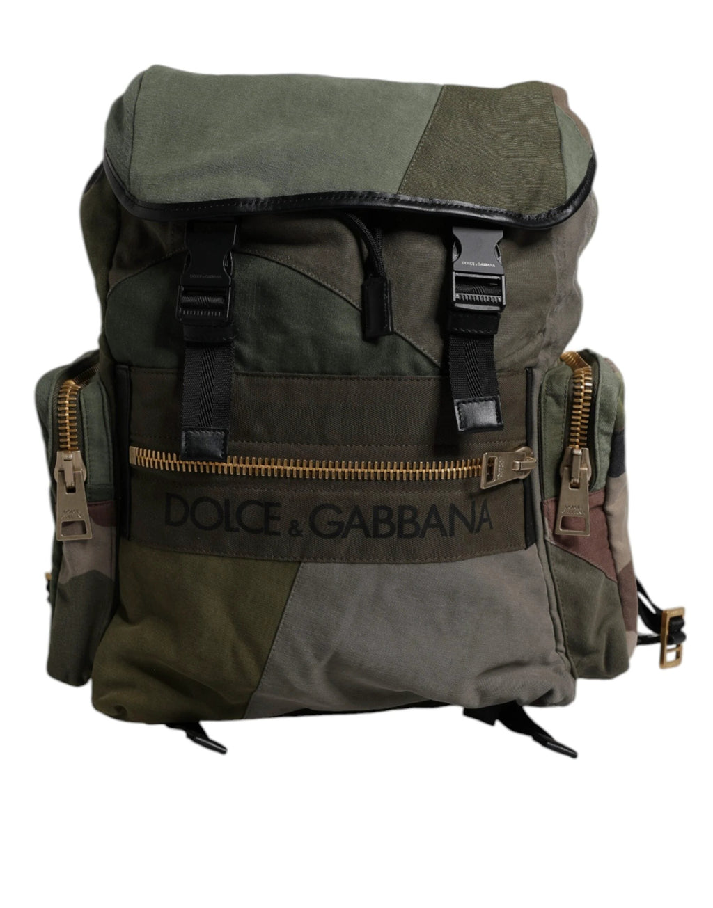 Dolce & Gabbana Military Green Patchwork Travel Backpack Bag by Dolce & Gabbana
