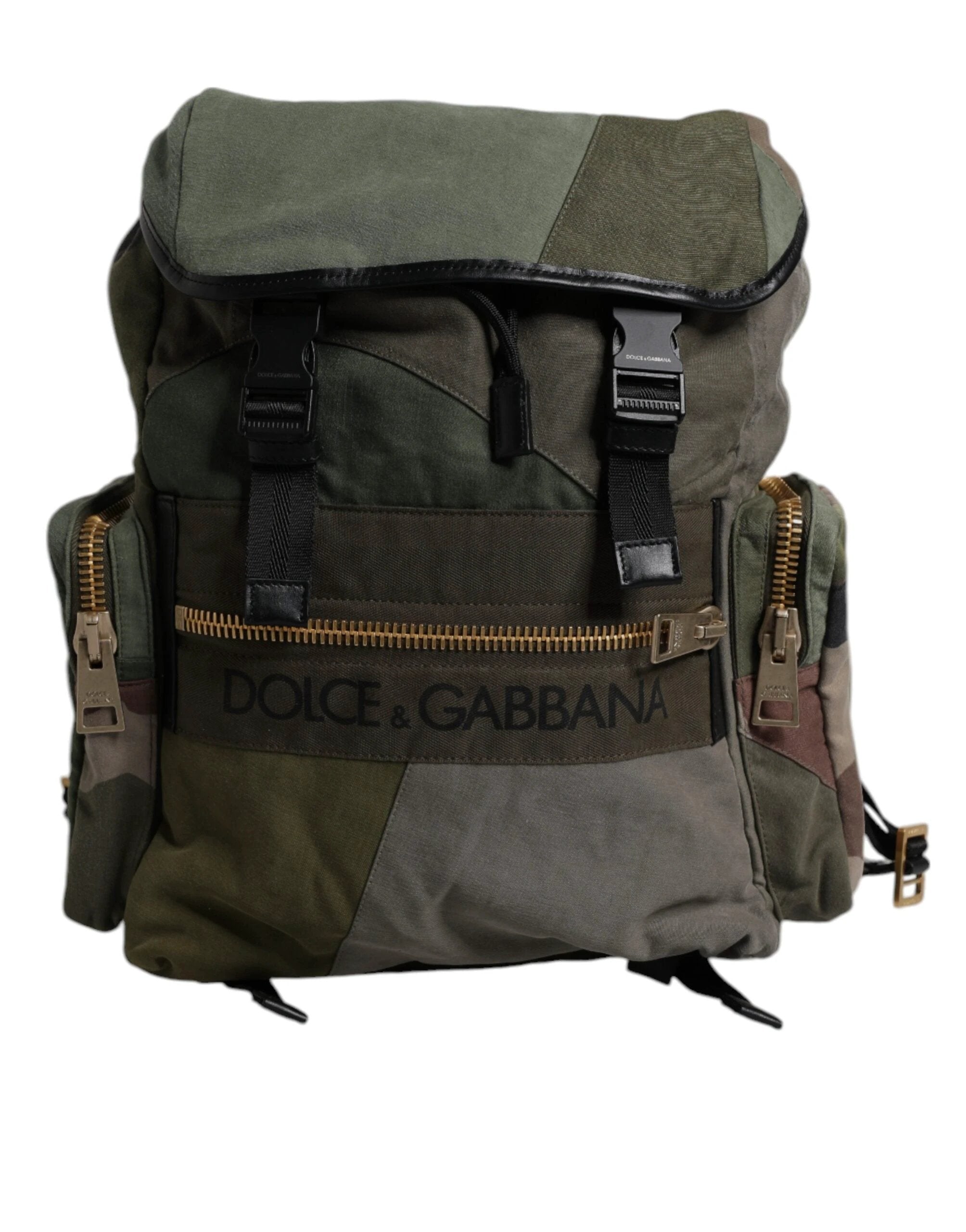 Dolce & Gabbana Military Green Patchwork Travel Backpack Bag by Dolce & Gabbana